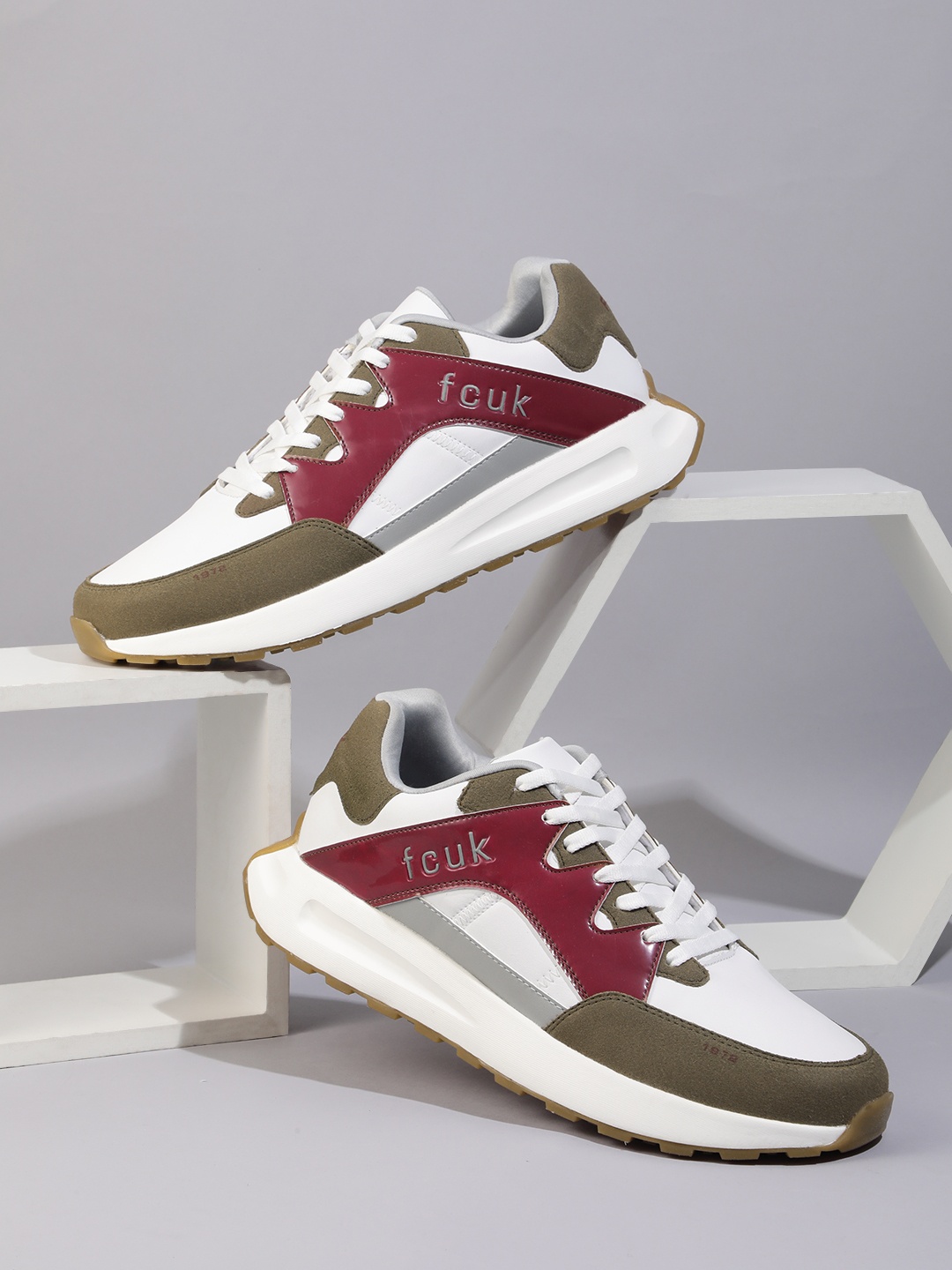 

FCUK Men Colourblocked Sneakers, White