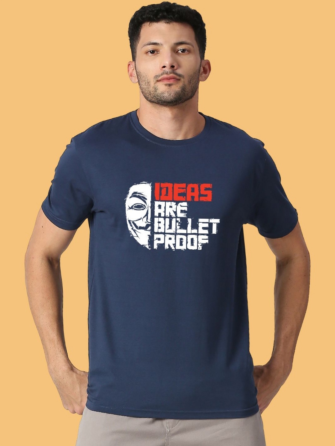 

Wear Your Opinion Men Graphic Printed Round Neck Cotton T-shirt, Navy blue