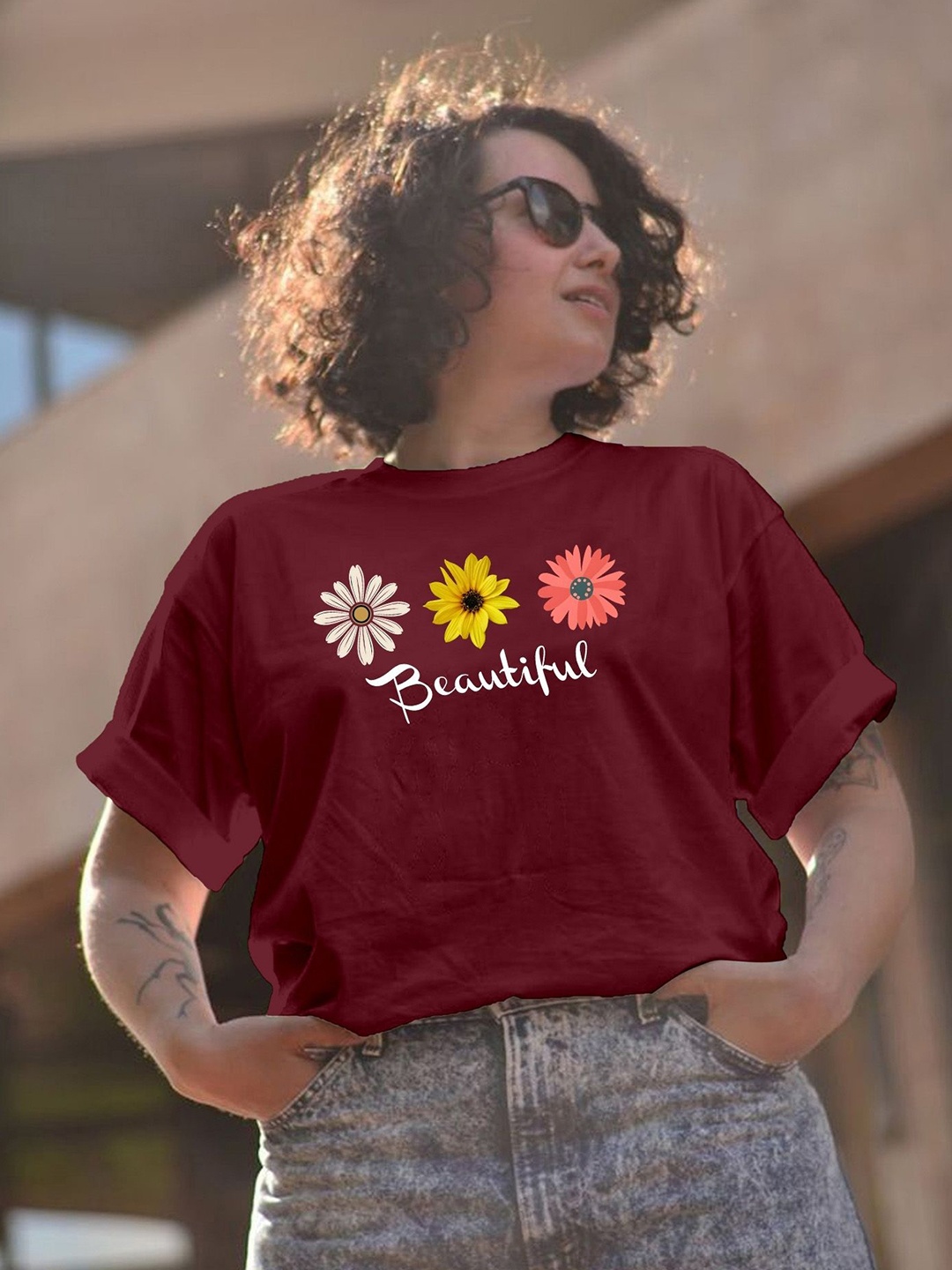 

Moda Rapido Women Printed T-shirt, Maroon
