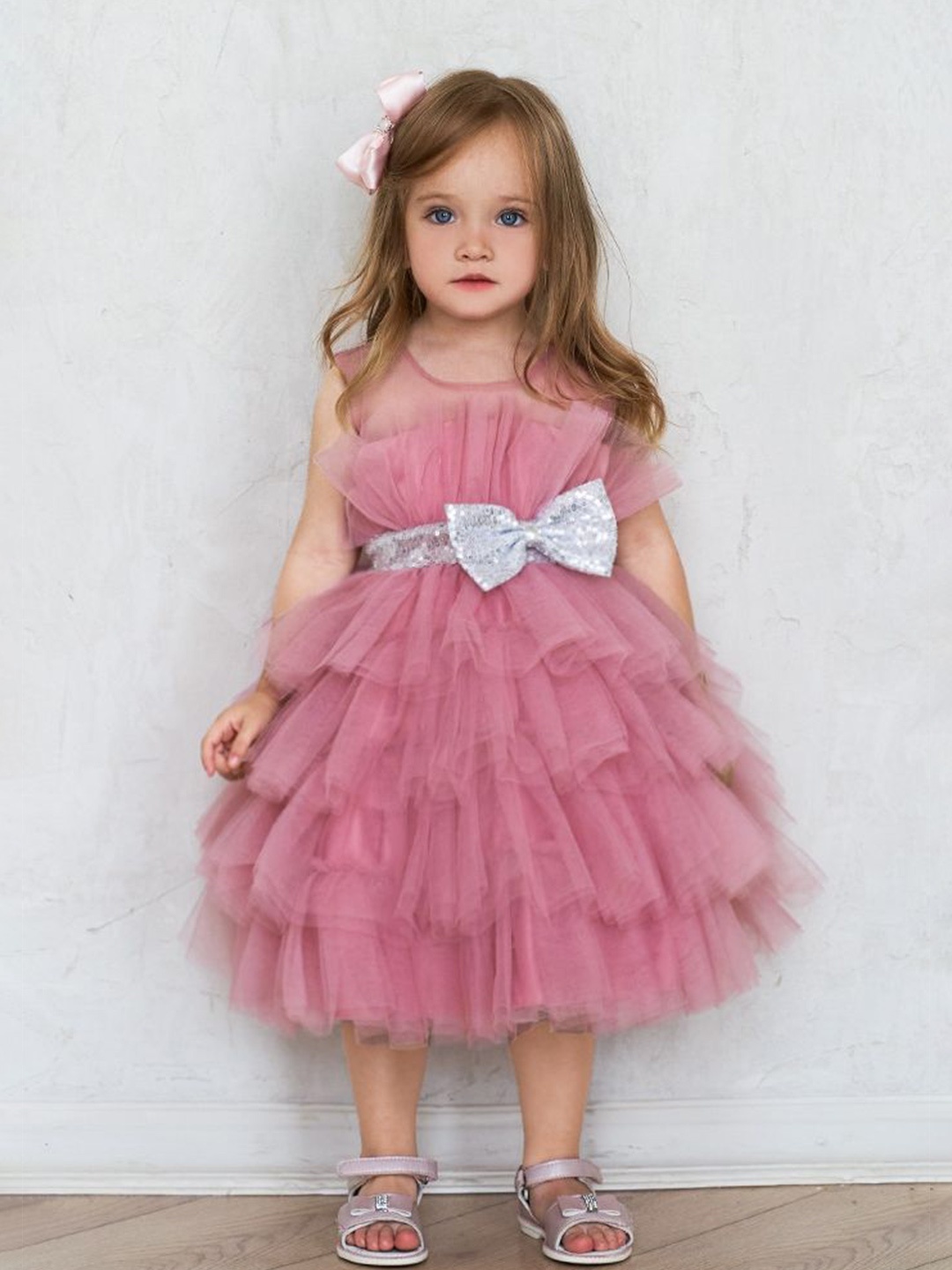 

LULU & SKY Girls Sleeveless Tulle Fit & Flare Dress, Pink