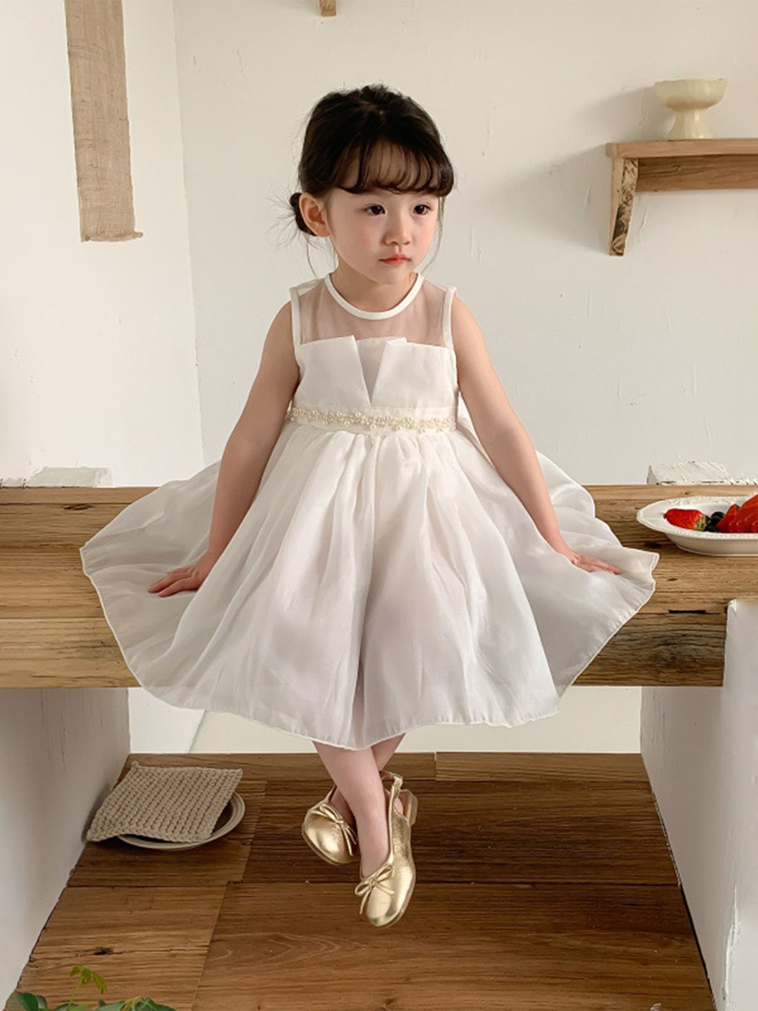 

LULU & SKY Girls Fit & Flare Dress, White