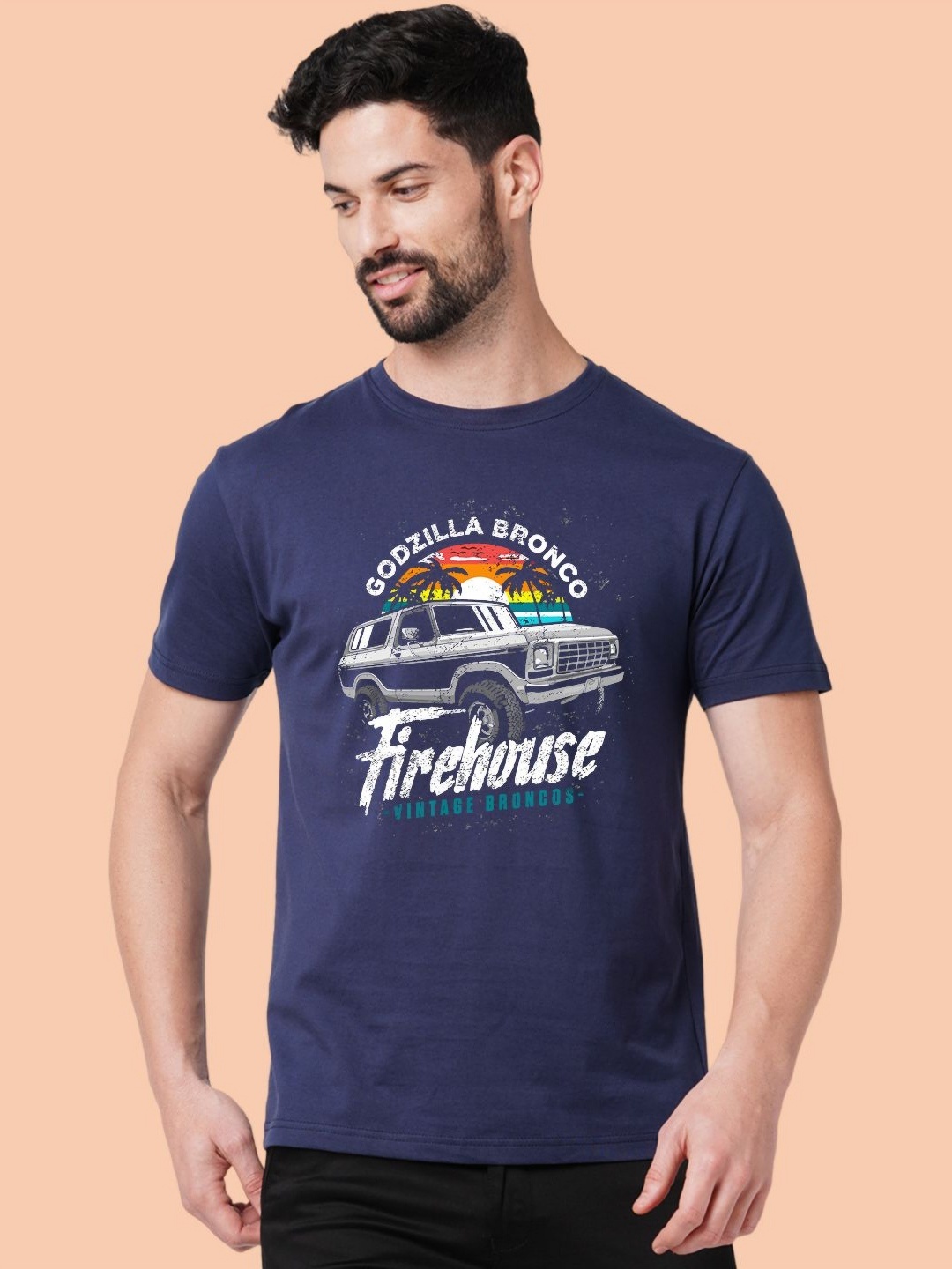 

Wear Your Opinion Men Graphic Printed Round Neck Cotton T-shirt, Navy blue