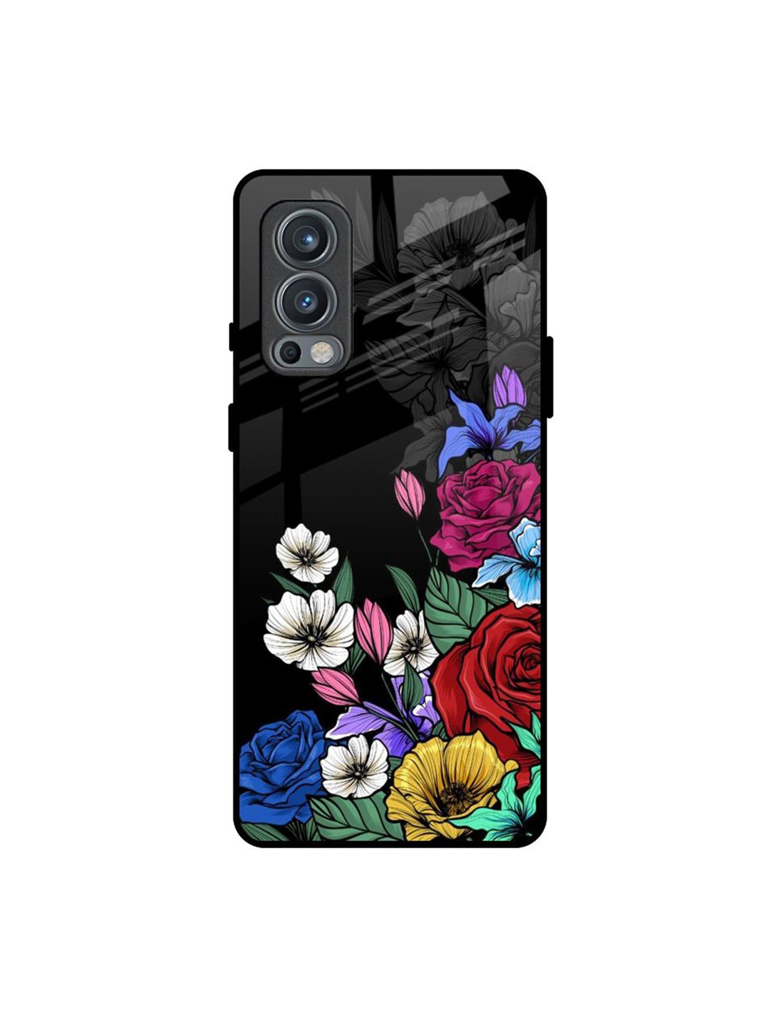 

QRIOH Floral Printed Oneplus Nord 2 Back Case Mobile Accessories, Black