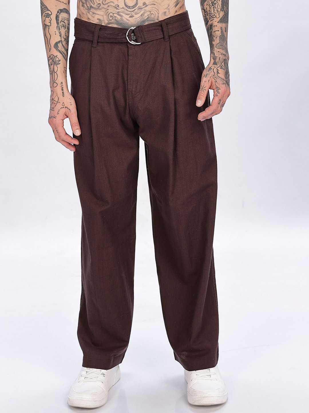 

BEVDAAS Men High-Rise Light Fade Jeans, Brown