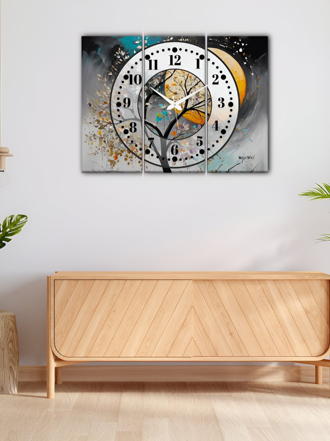 

OLIVE TREE 3 Pieces White & Grey Printed Analogue Vintage Wood Wall Clock