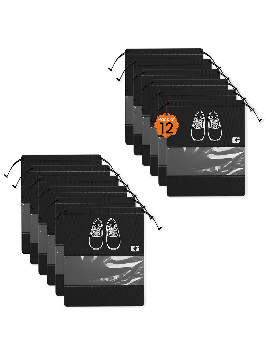 

Kuber Industries Black & White Pack Of 12 Printed Non-Woven Fabric Shoe Cover Bags