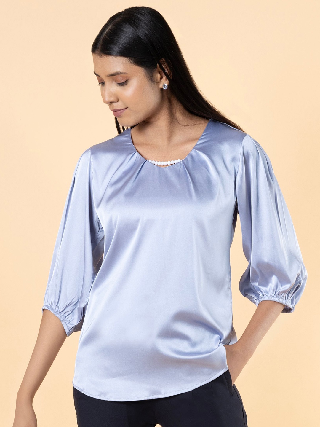 

NOT SO PINK Puff Sleeve Top, Blue