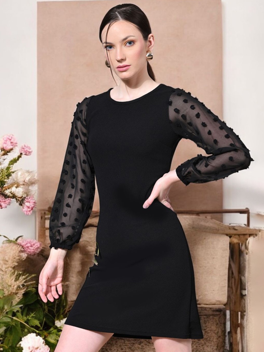 

Arbiter Collection Puff Sleeve Bodycon Dress, Black