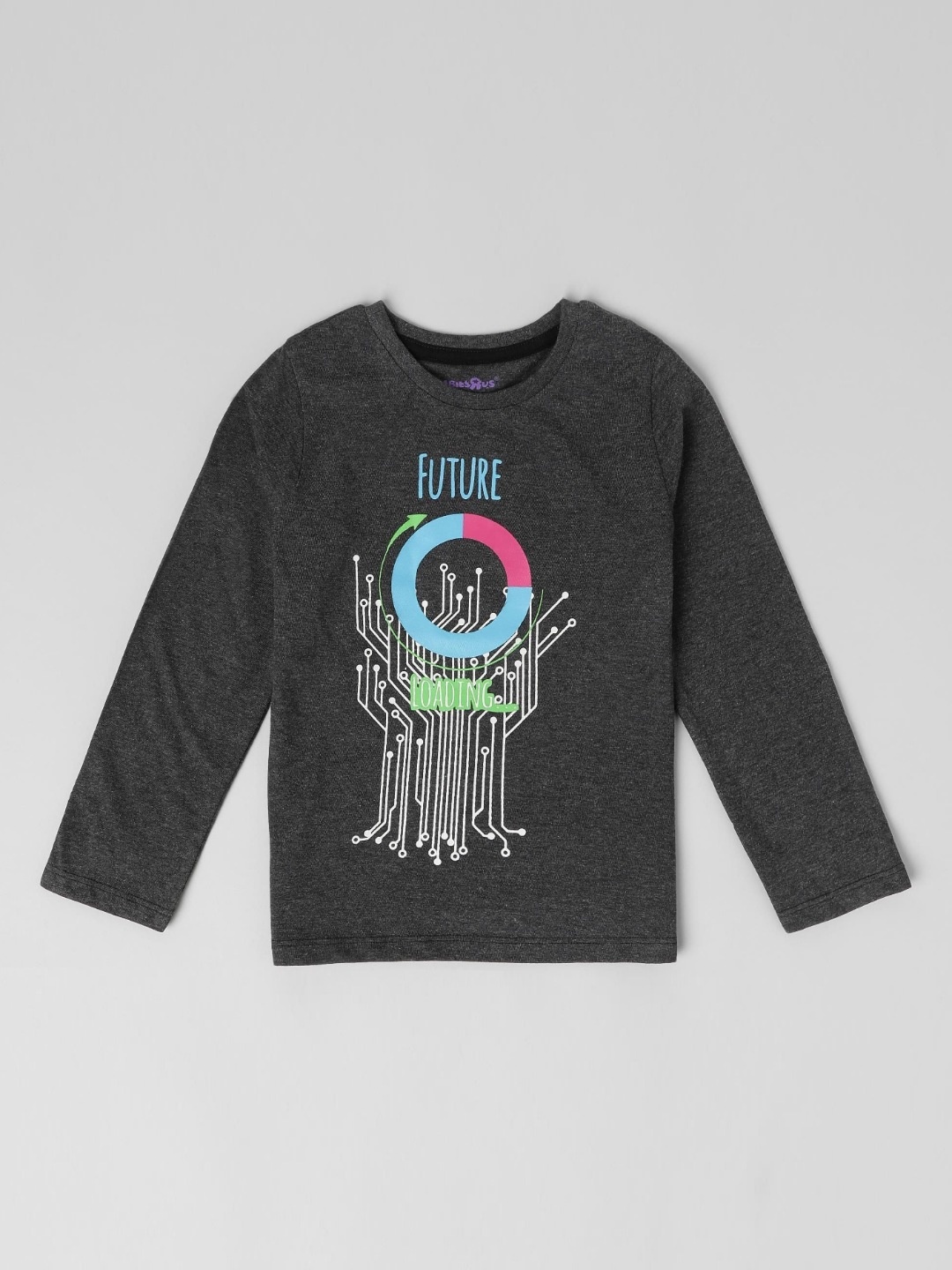 

Babies R Us Girls Graphic Printed Round Neck Cotton T-shirt, Grey