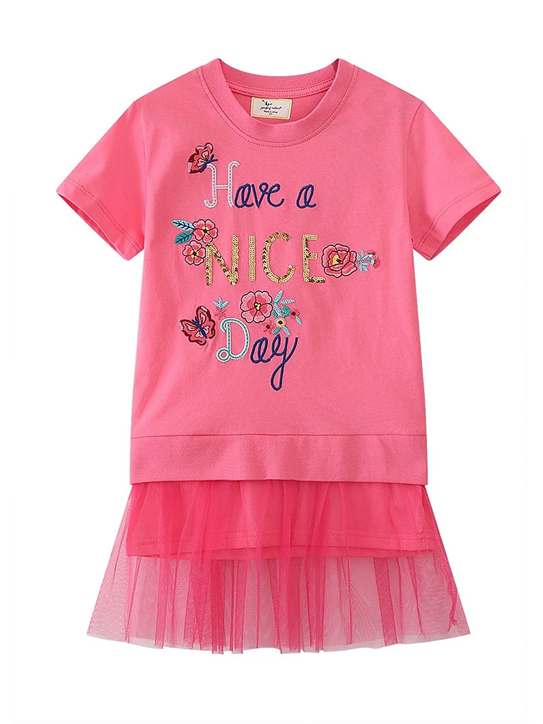 

LULU & SKY Girls Typographic Printed T-shirt Dress, Pink