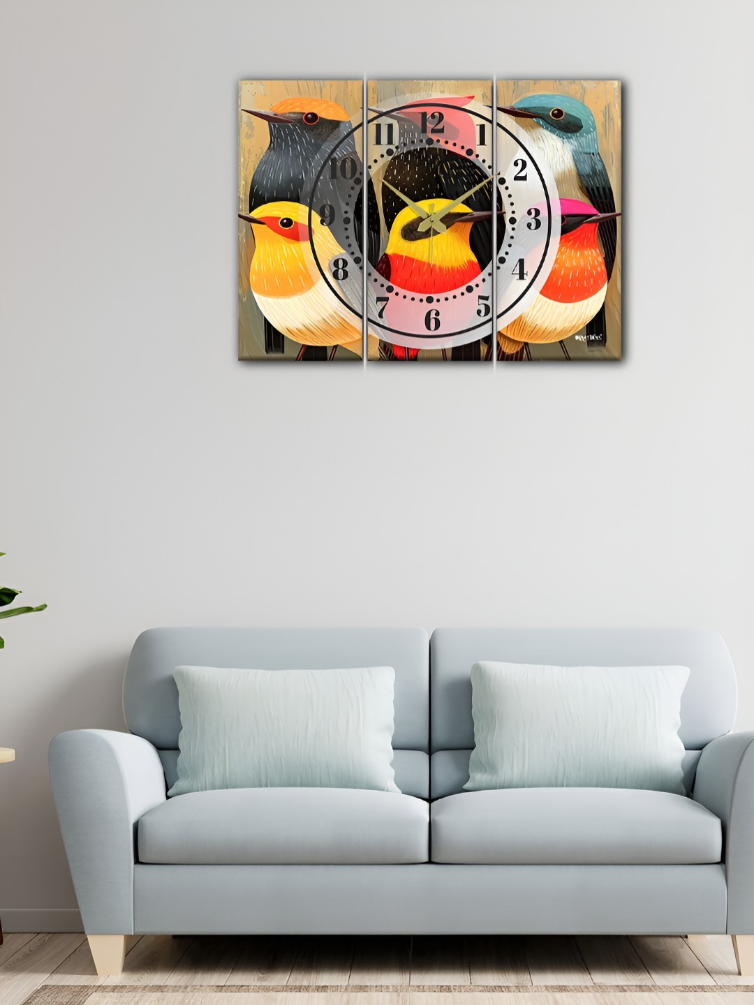 

OLIVE TREE Yellow & Black Printed Analogue Vintage Wood Wall Clock