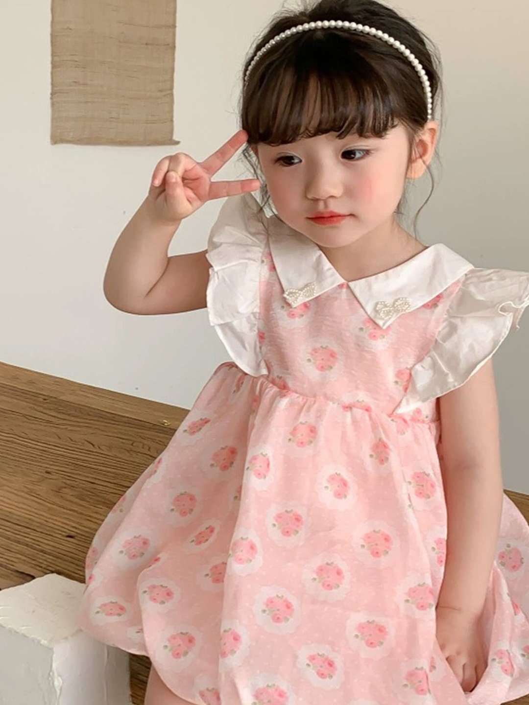 

LULU & SKY Girls Floral Printed Fit and Flare Dress, Pink