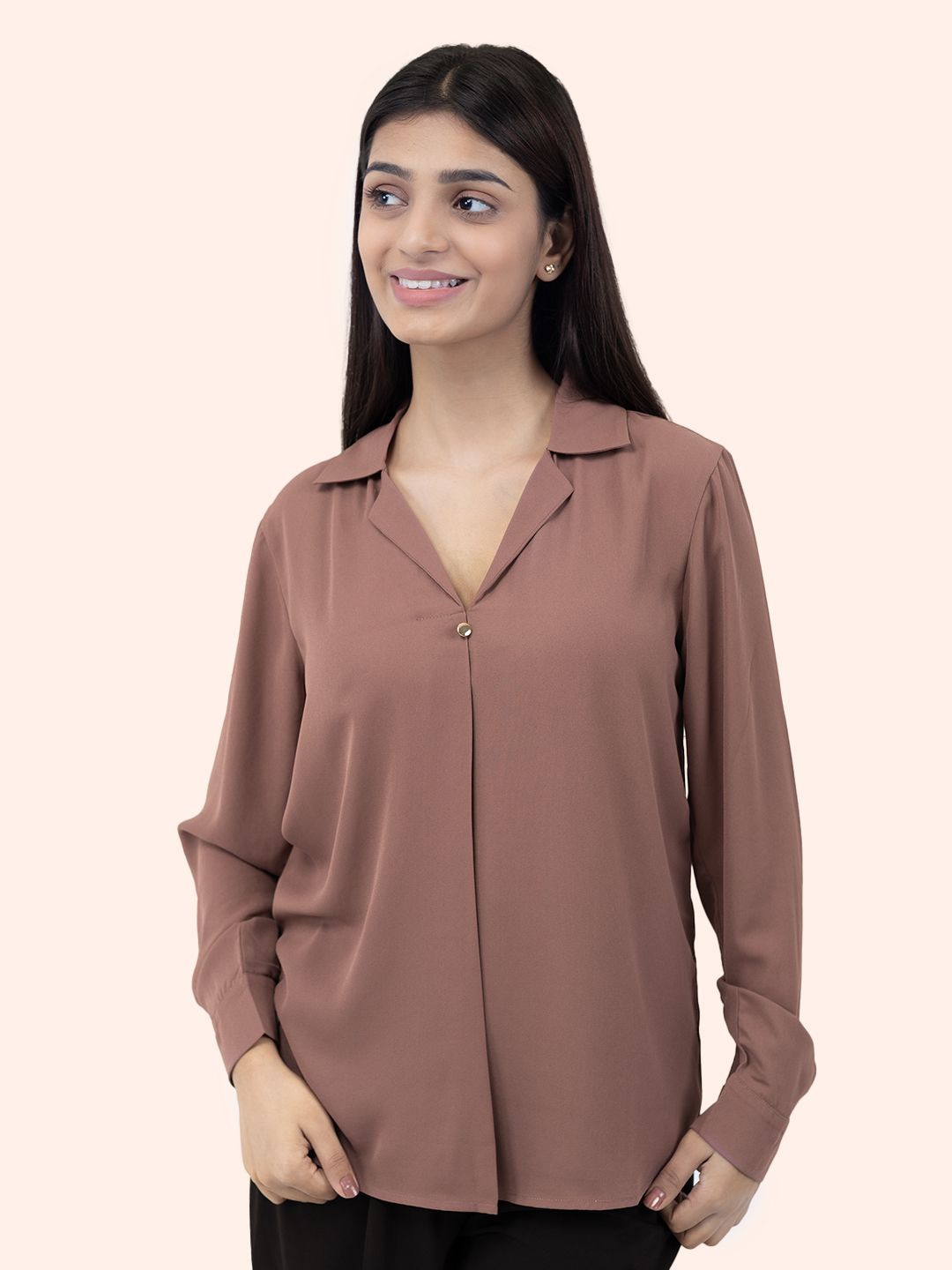 

Strong And Brave Georgette Shirt Style Top, Mauve