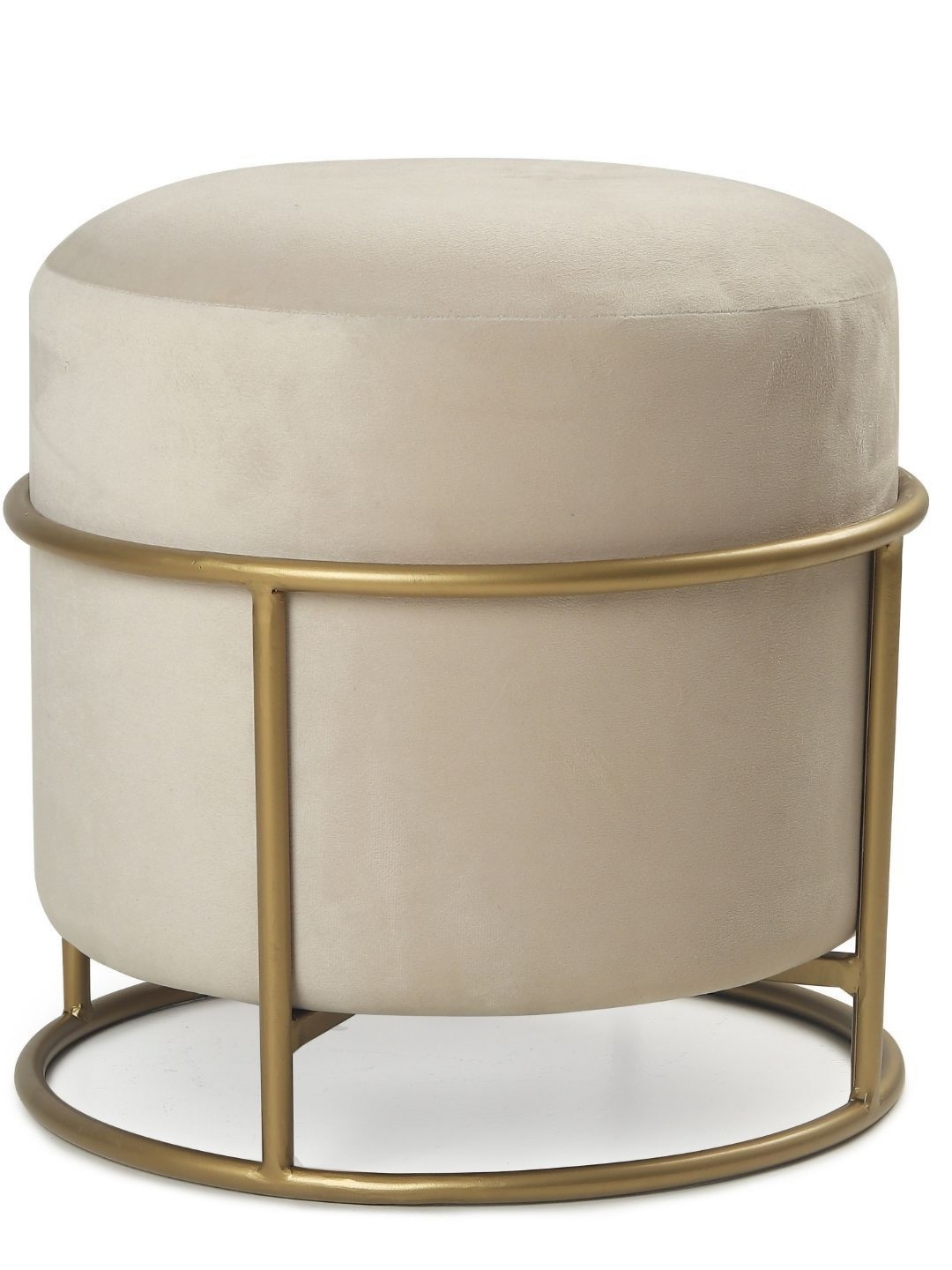 

Blck Homes Miles 2 In 1Pouffe Off White Velvet & Metal Cylindrical Without Storage Ottoman