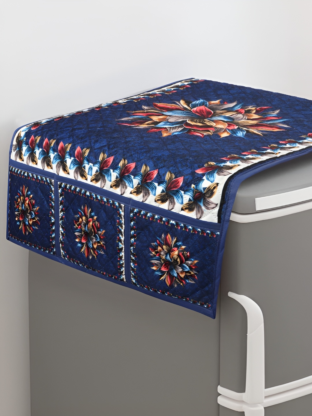 

Dakshya Industries Blue & Red Floral Printed Refrigerator Cover