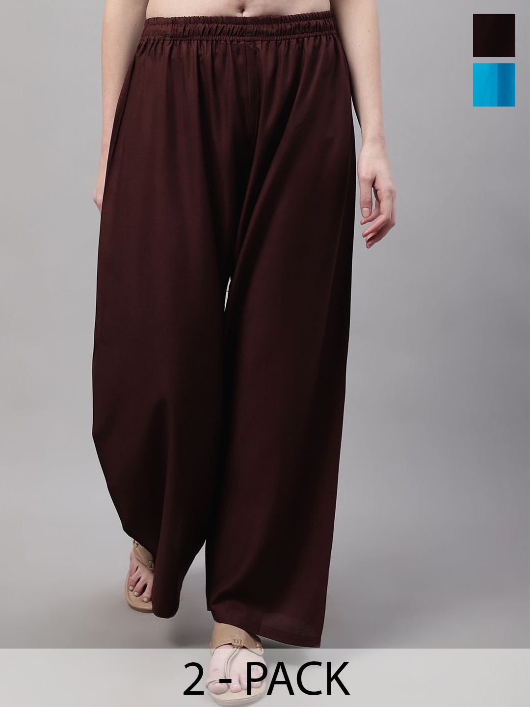 

Valles365 by S.C. Women 2 Flared Palazzos, Brown