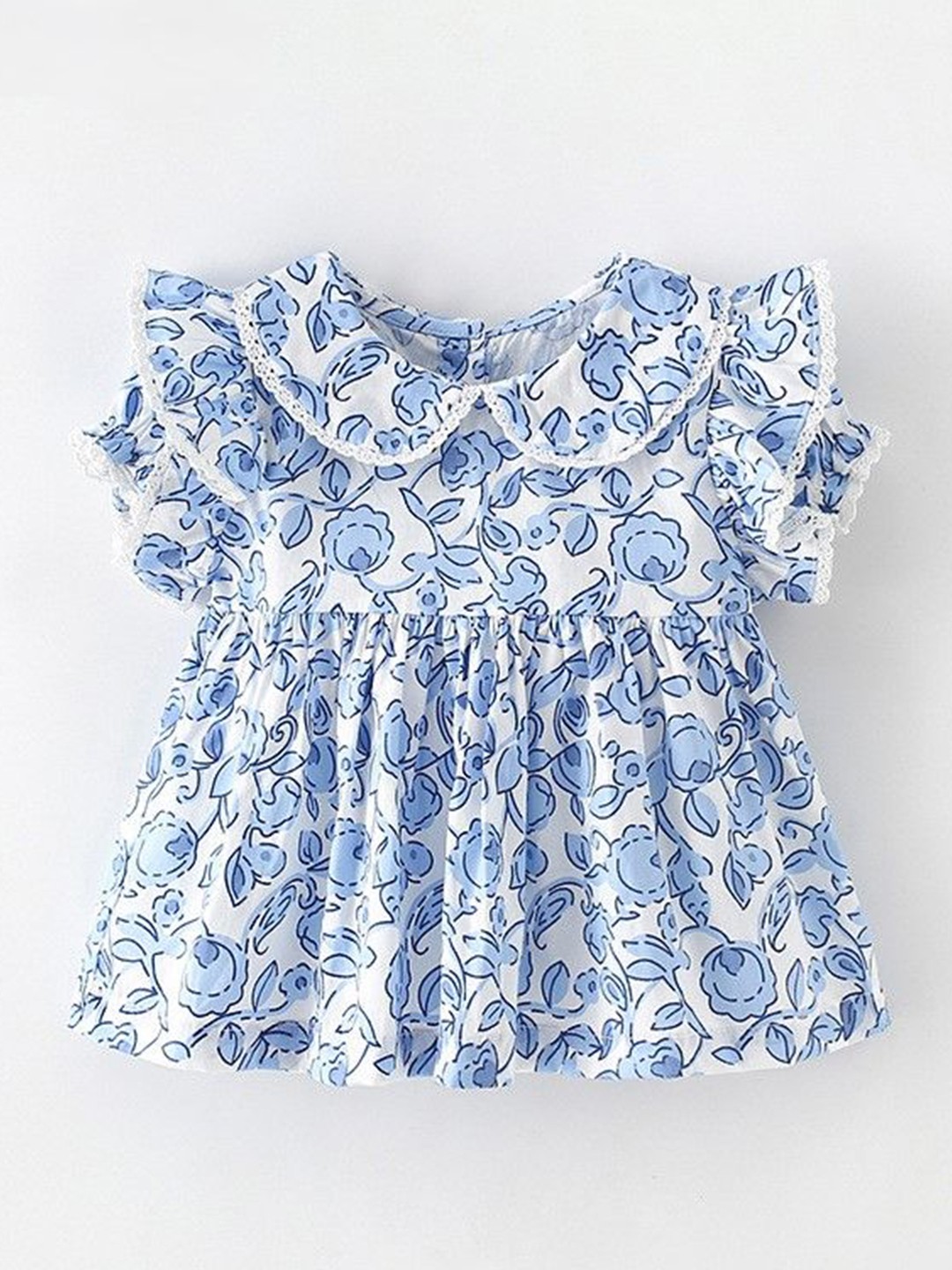 

YK Floral Print Peter Pan Collar Fit & Flare Mini Dress, White