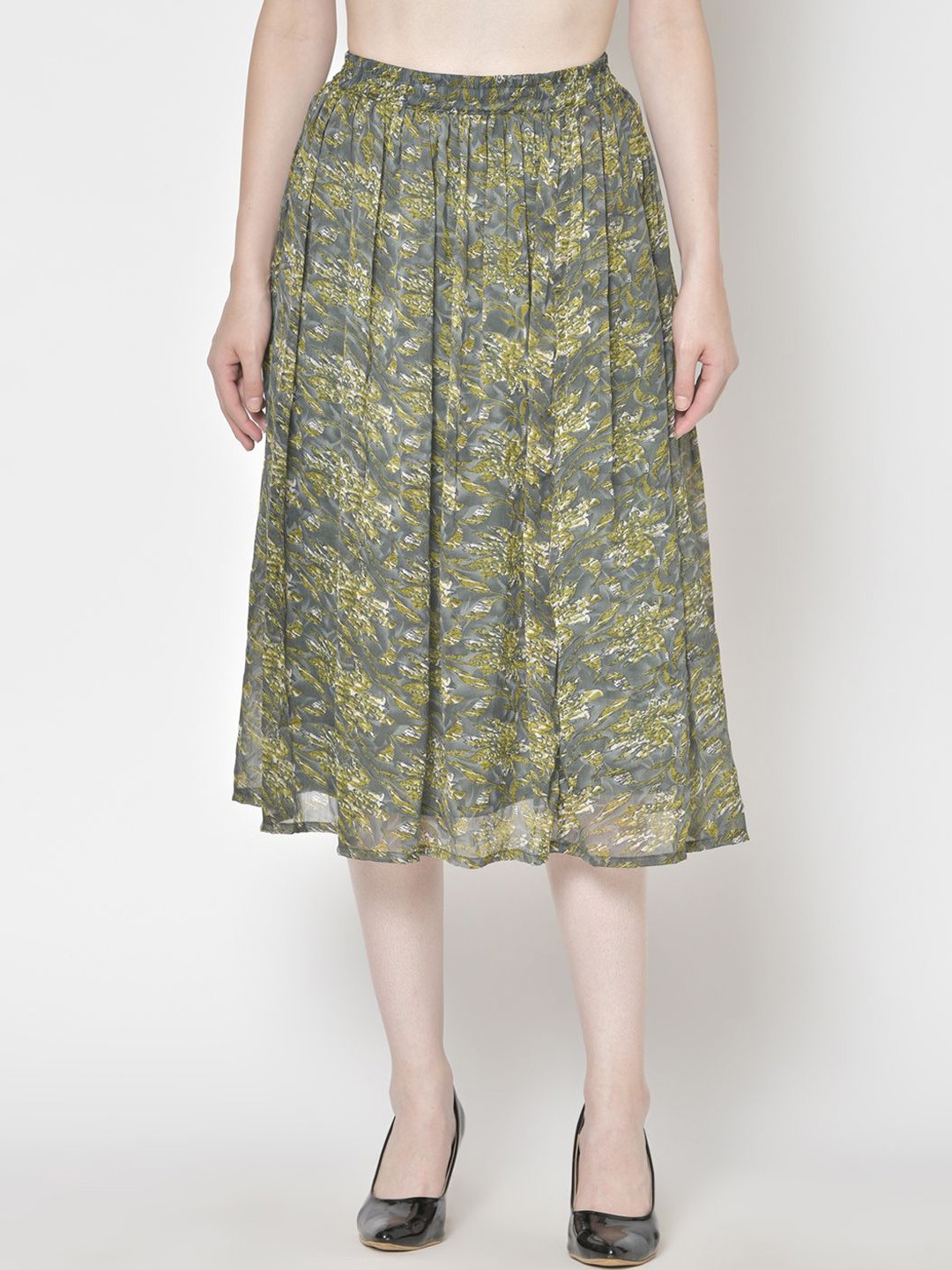 

Moda Rapido Printed A-Line Midi Skirt, Green