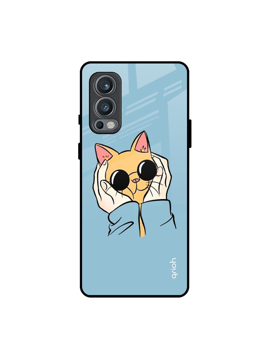 

QRIOH Adorable Cute Kitty Printed Oneplus Nord 2 Back Case, Blue