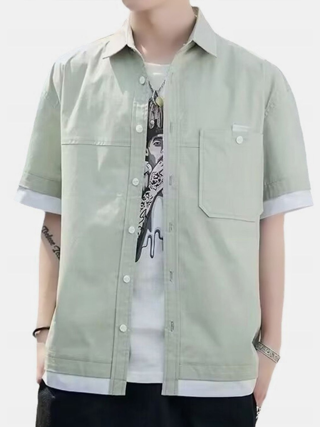 

HERE&NOW Men Opaque Casual Shirt, Green