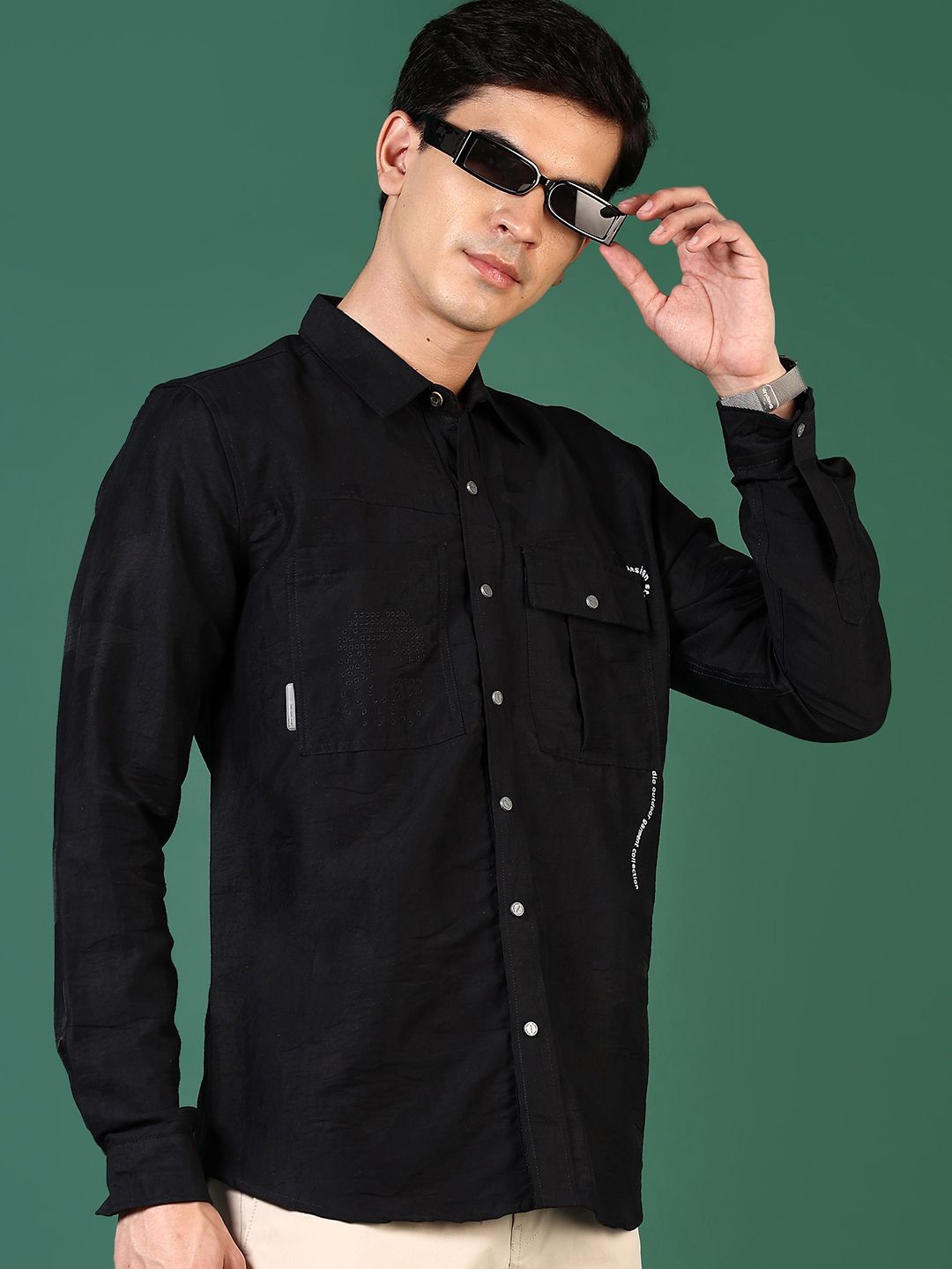 

V-Mart Men Opaque Casual Shirt, Black