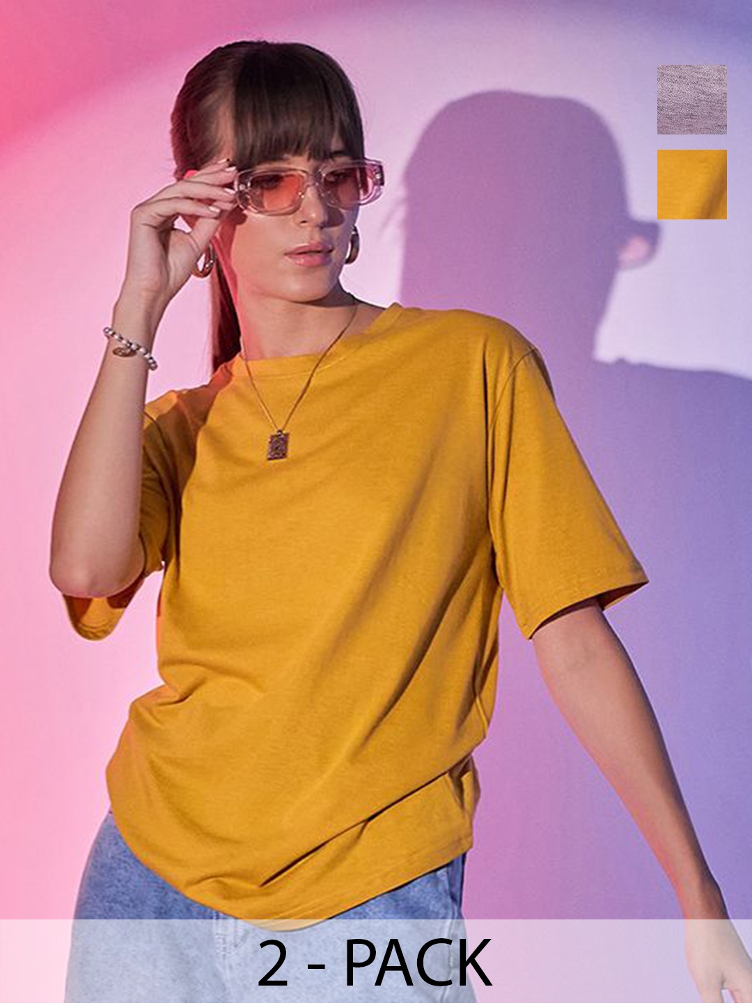 

DIMPY GARMENTS Women 2 Raw Edge T-shirt, Mustard