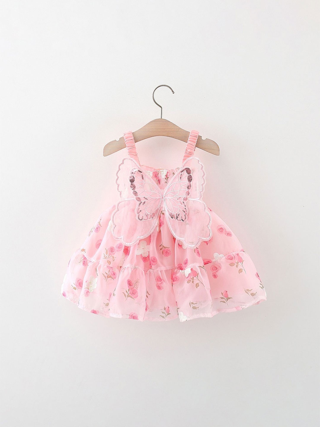 

LULU & SKY Girls Floral Printed Cotton Fit & Flare Dress, Pink
