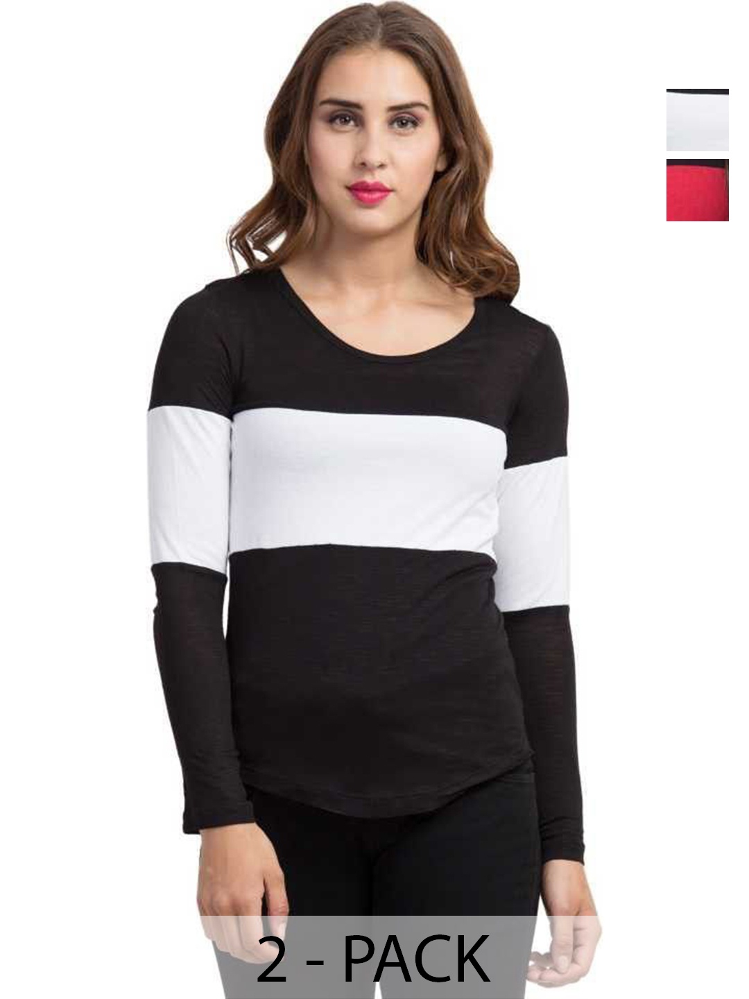 

CLOTHY Women 2 Colourblocked Cut Outs T-shirt, Multi