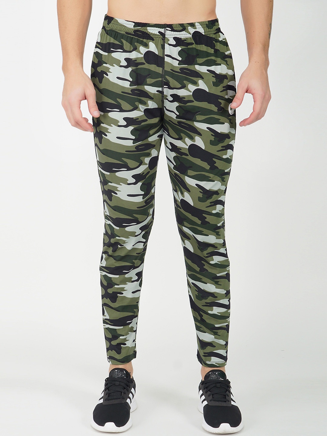 

GOTO Men Printed Mid Rise Track Pants, Green