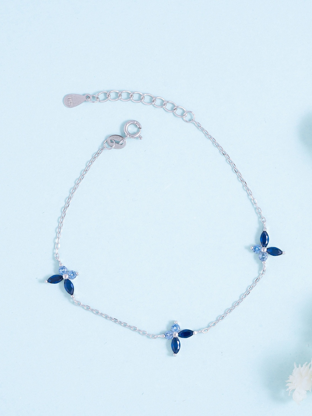 

GLYTERS Women Sterling Silver Rhodium-Plated Link Bracelet
