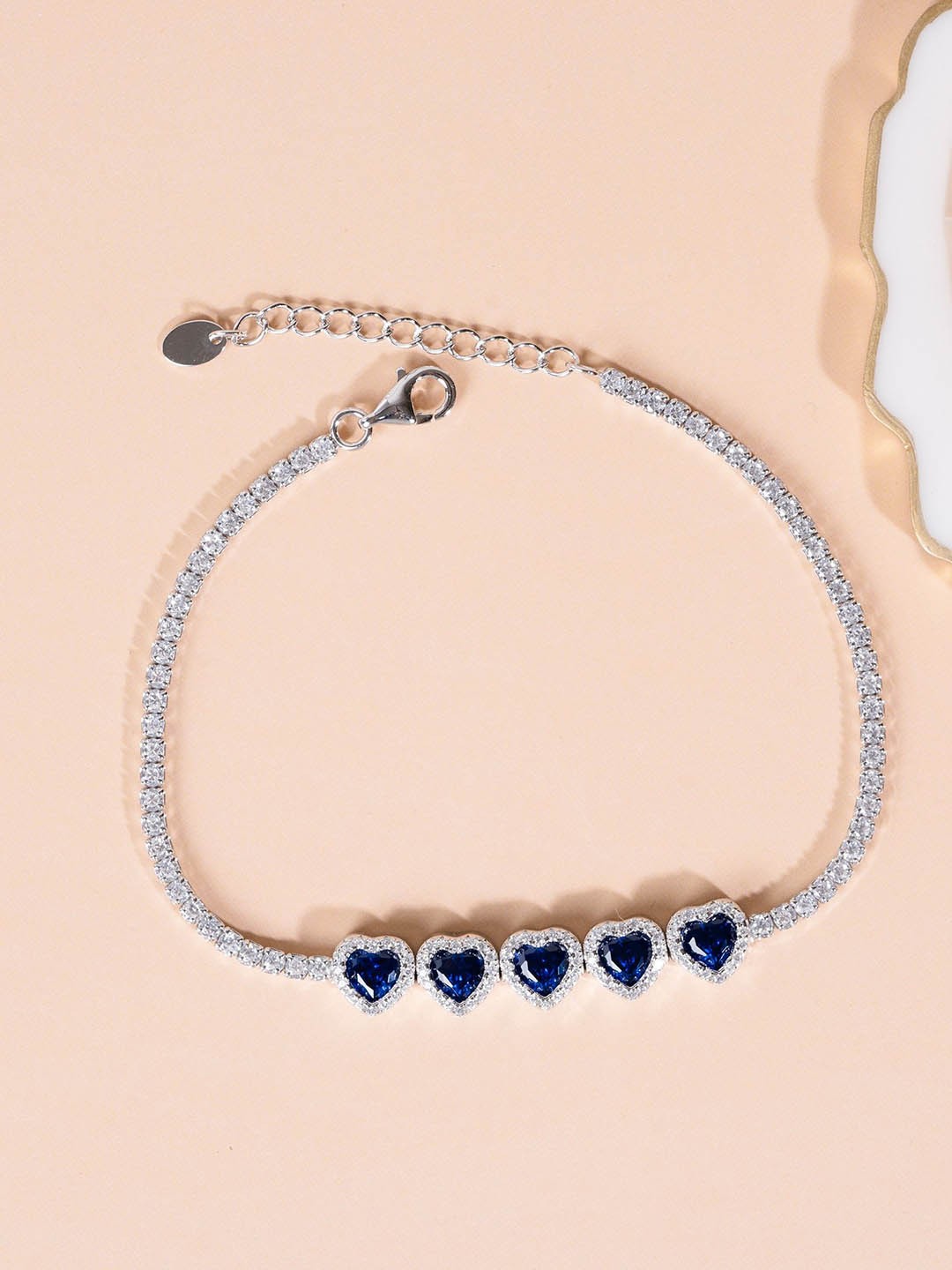 

GLYTERS Women Sterling Silver Rhodium-Plated Link Bracelet