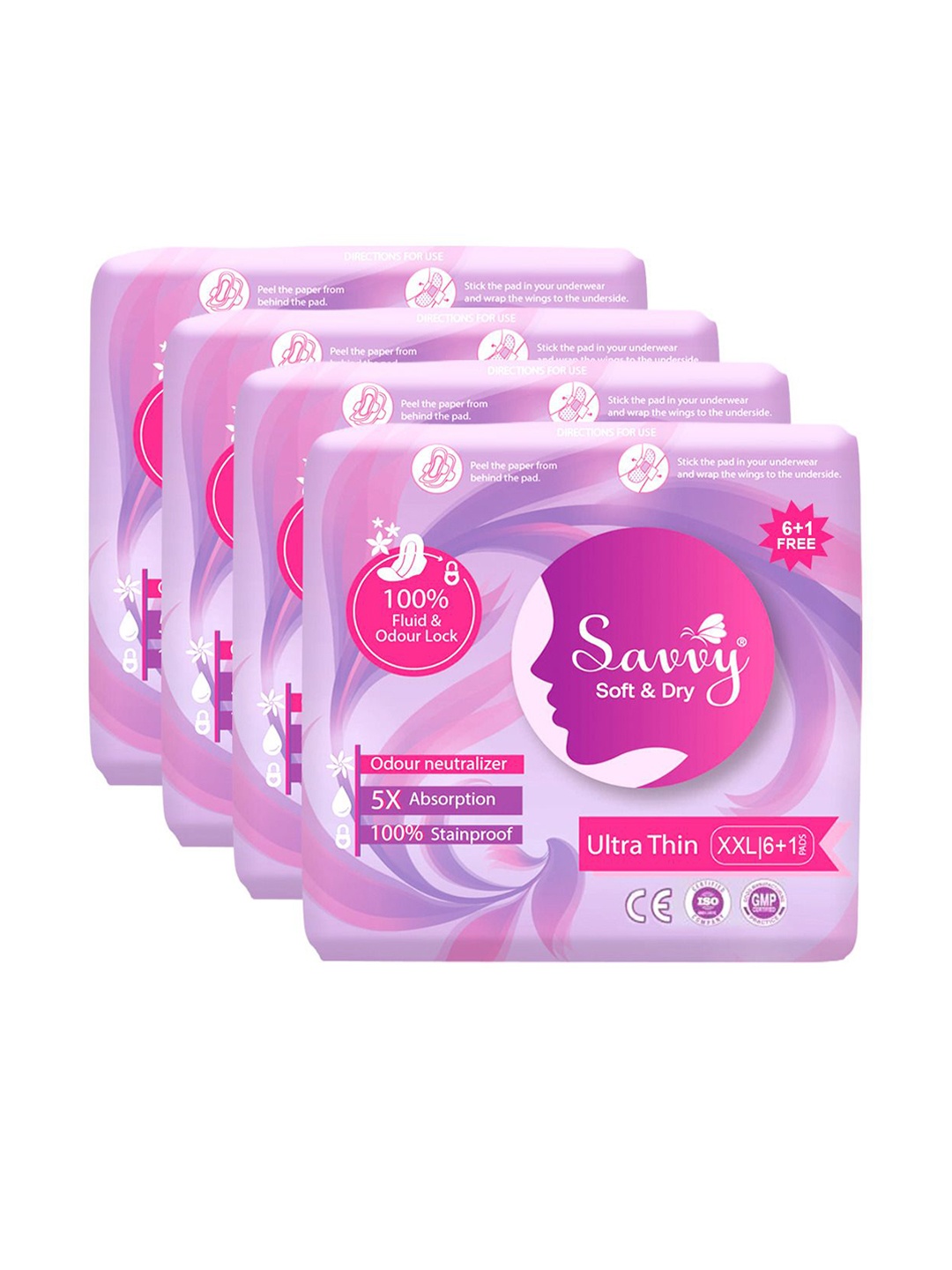 

Savvy Set Of 4 Ultra Thin Cotton Pads - 7 Pads Each-XXL, White