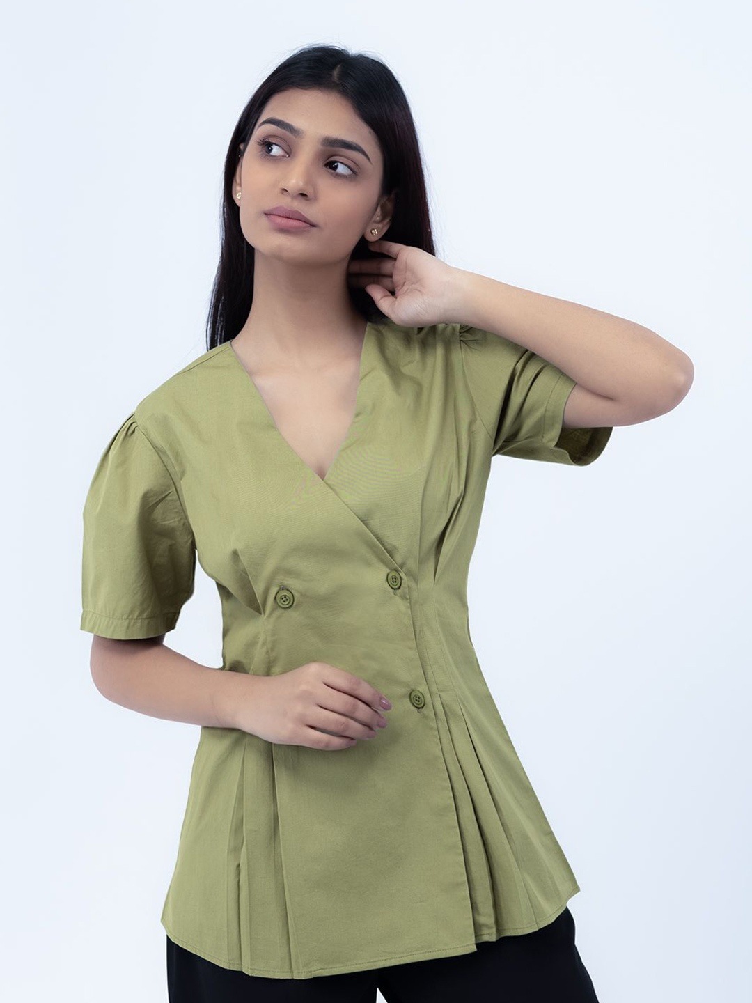 

Strong And Brave Women Standard Opaque Formal Shirt, Olive