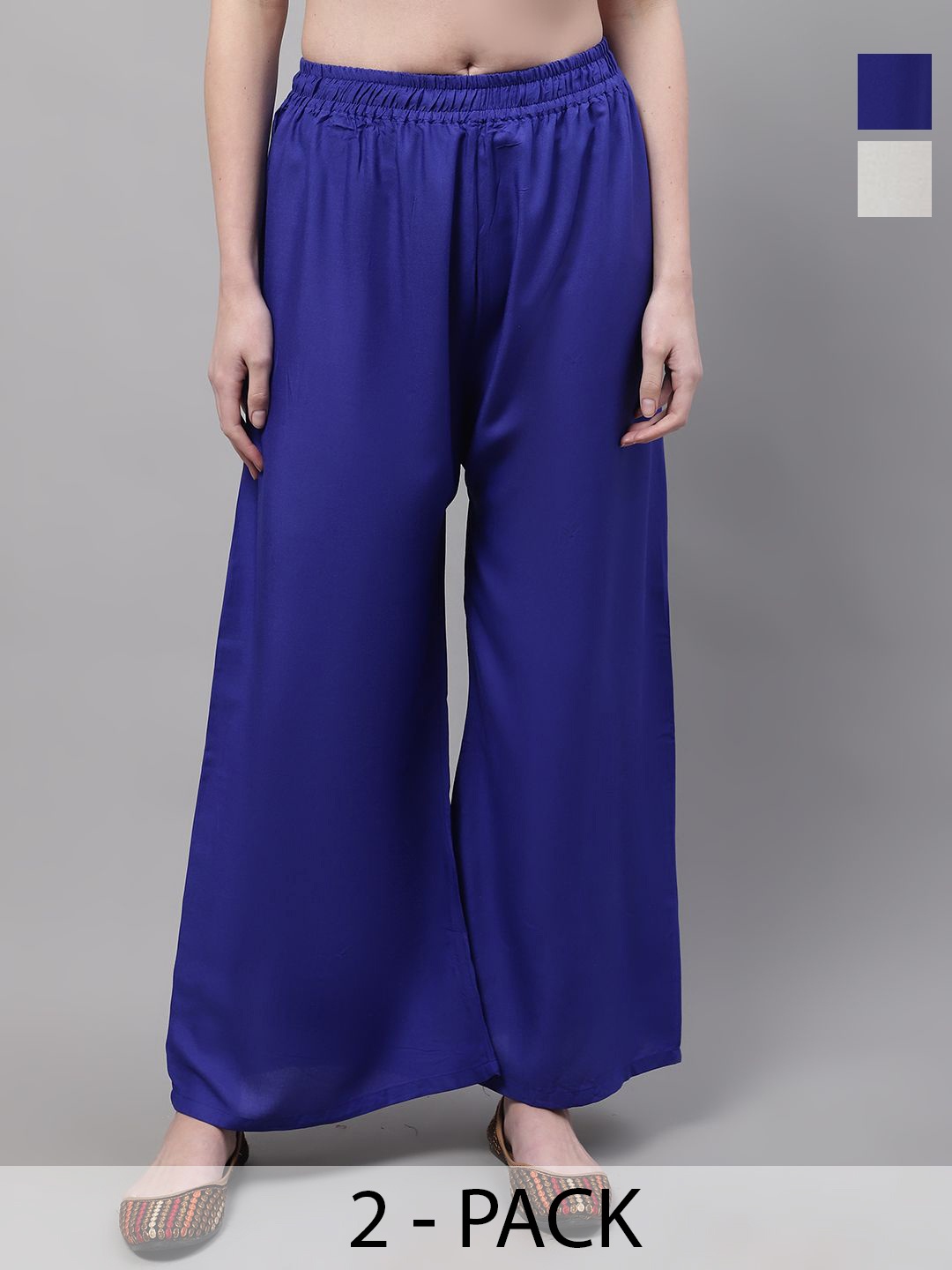 

Valles365 by S.C. Women 2 Flared Palazzos, Cream