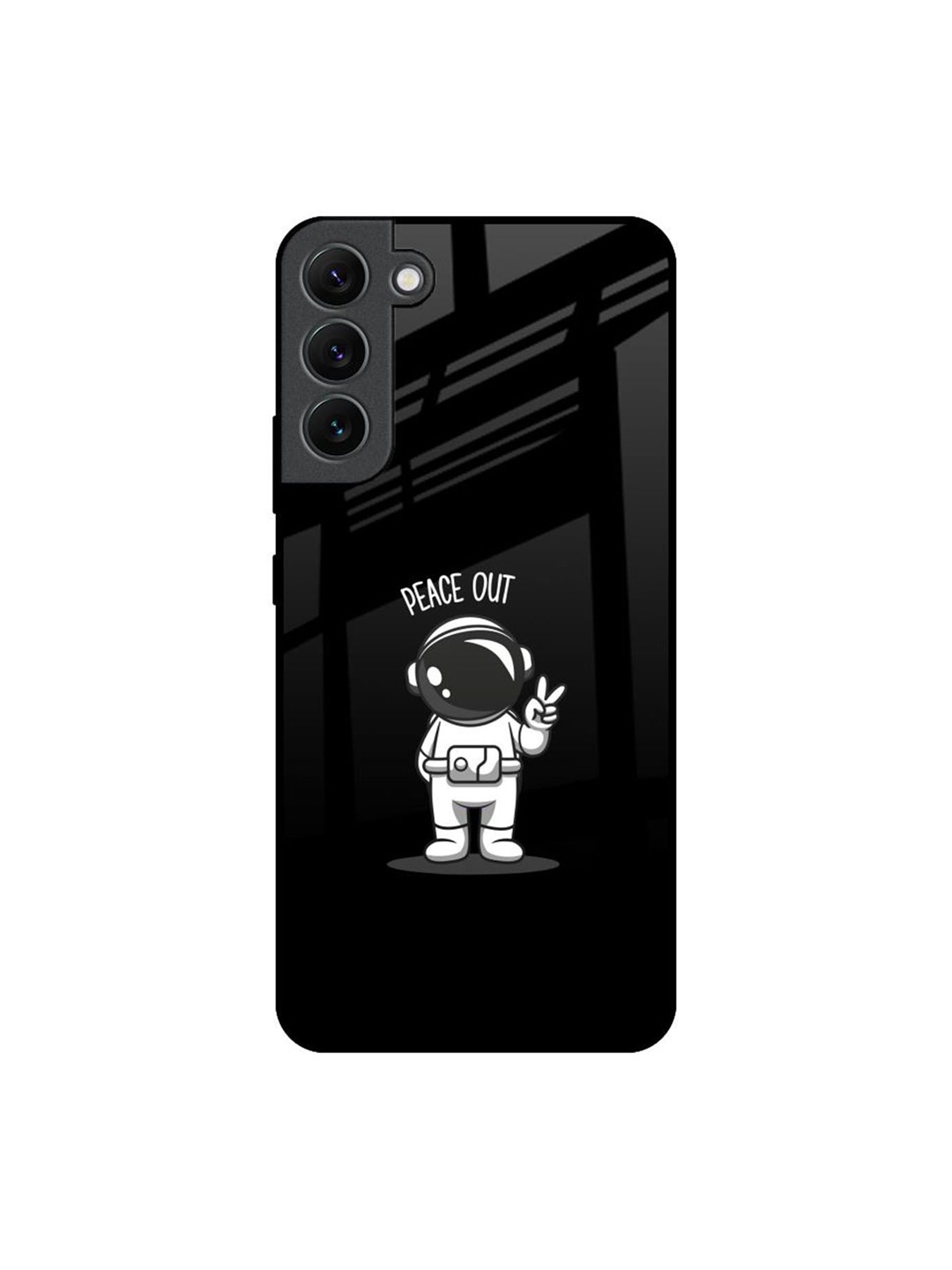 

QRIOH Peace Out Astro Real Printed Samsung Galaxy S22 Plus Back Case, Black