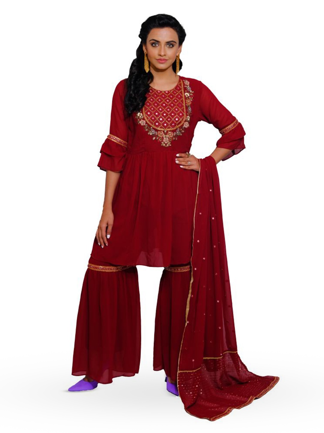 

URBAN KANYA Georgette Maxi Dress, Maroon