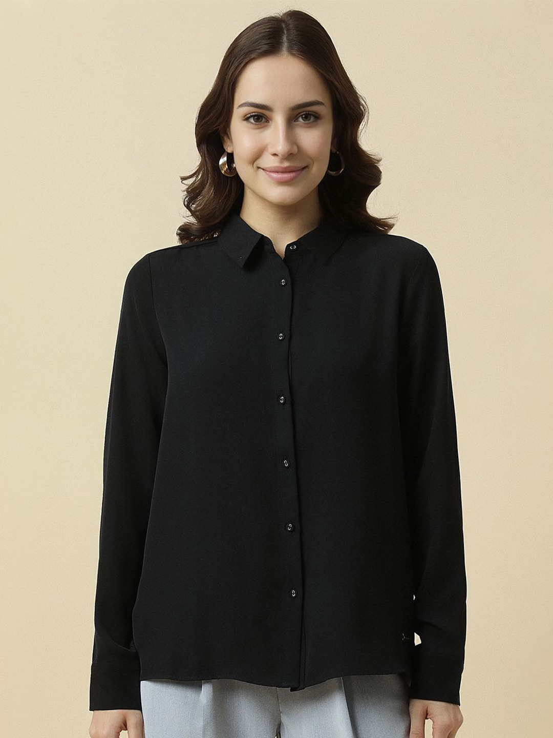 

Allen Solly Woman Women Opaque Formal Shirt, Black