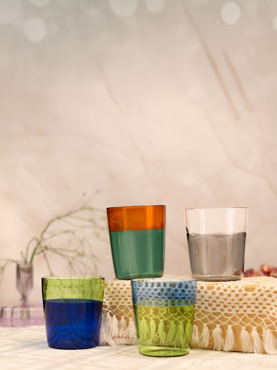 

Aura Set of 6 Borosilicate Blue Green Dual Tone Water Glass, Transparent