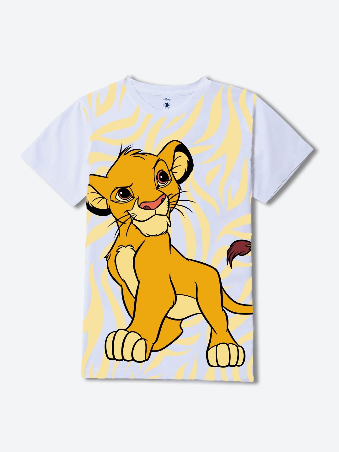 

YK Disney Boys Lion King Graphic Printed Round Neck Regular Fit Cotton T-shirt, White