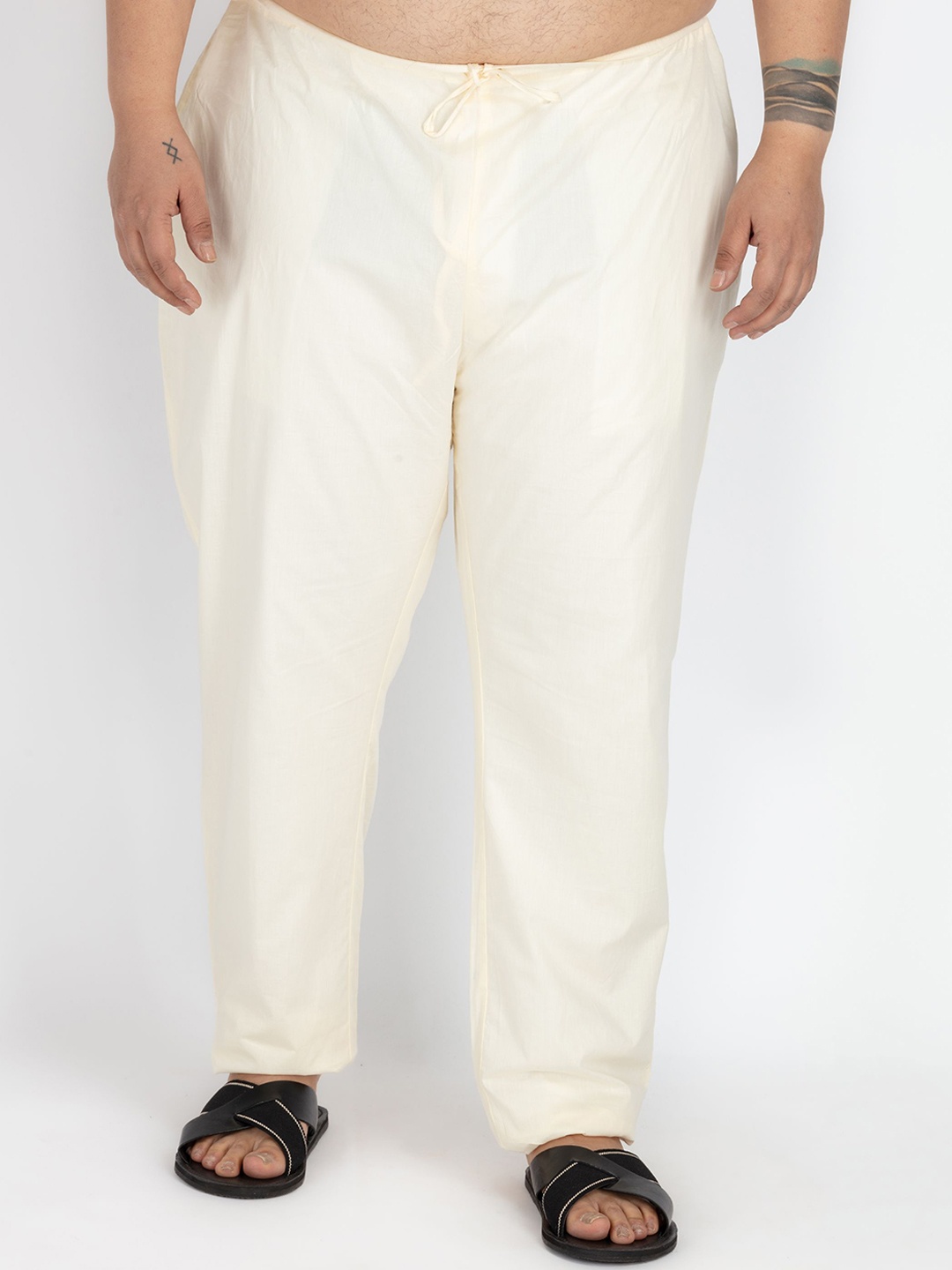 

UNSIZED Pure Cotton Ethnic Pyjamas, Off white