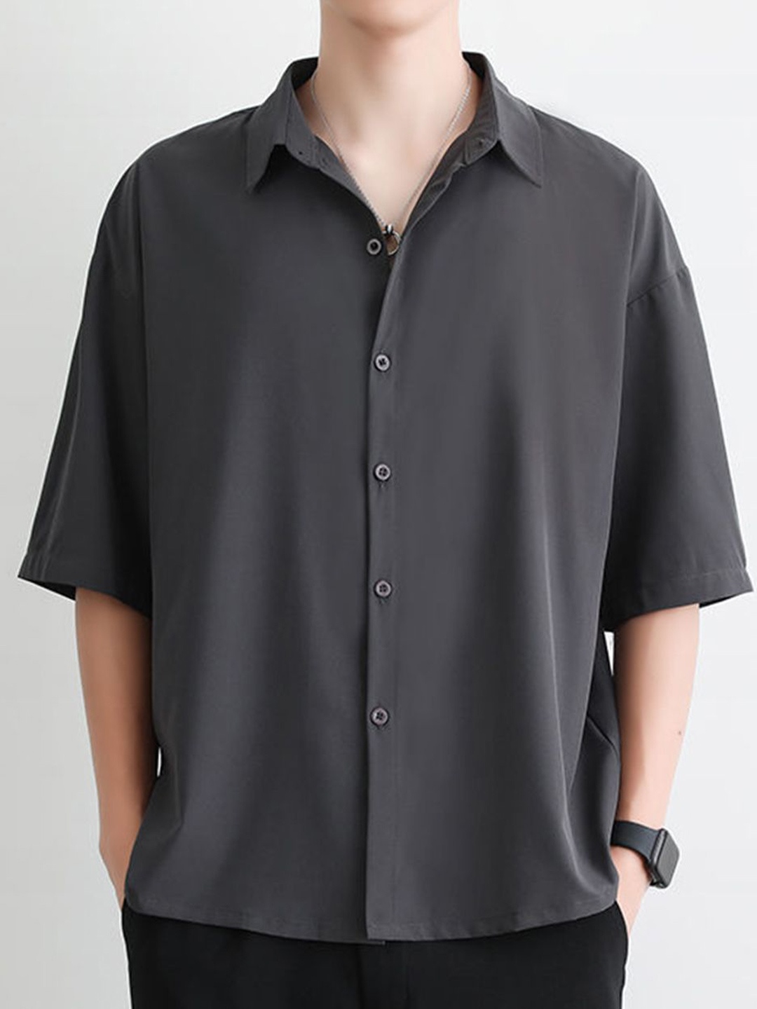 

HERE&NOW Men Opaque Casual Shirt, Grey