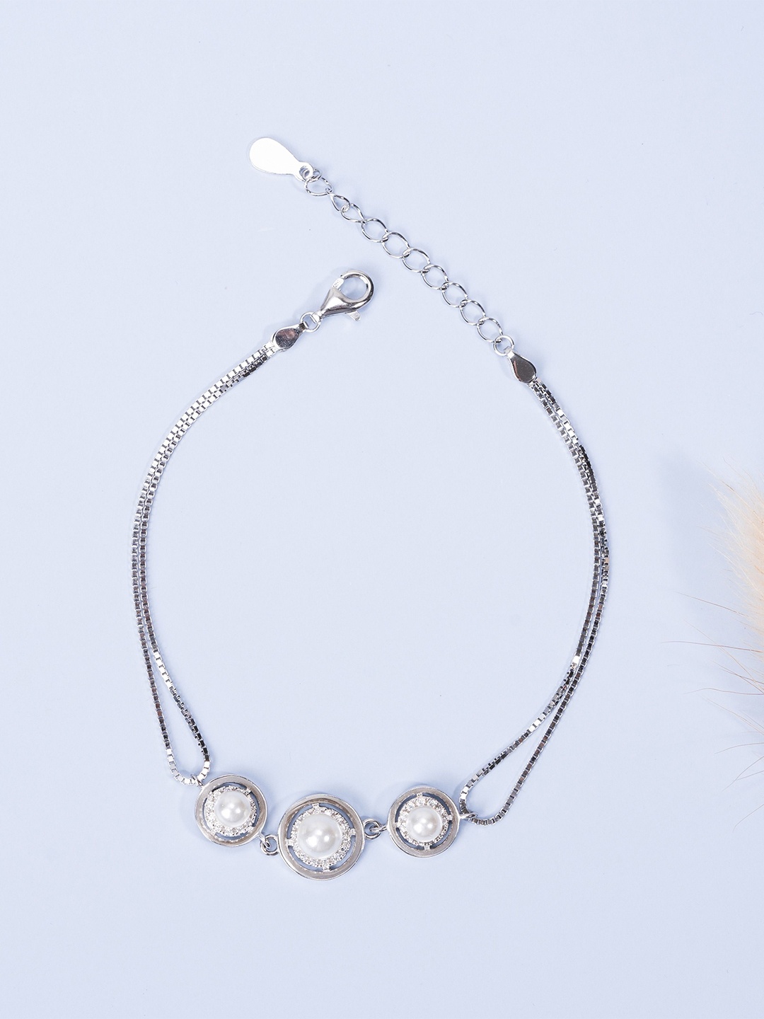 

GLYTERS Women Sterling Silver Rhodium-Plated Wraparound Bracelet