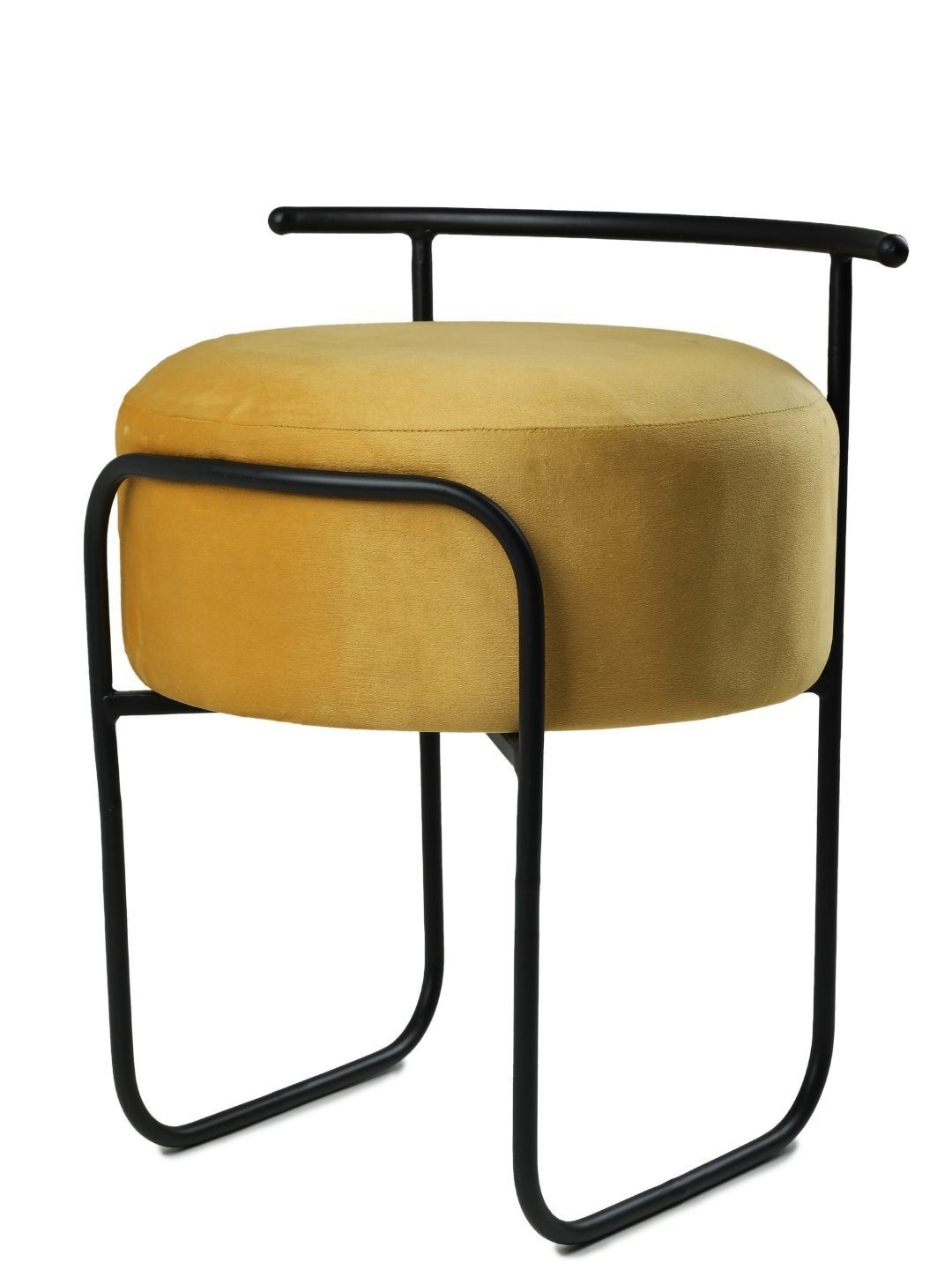 

Blck Homes Jude Pouffe Yellow & Black Velvet & Metal Round Without Storage Ottoman