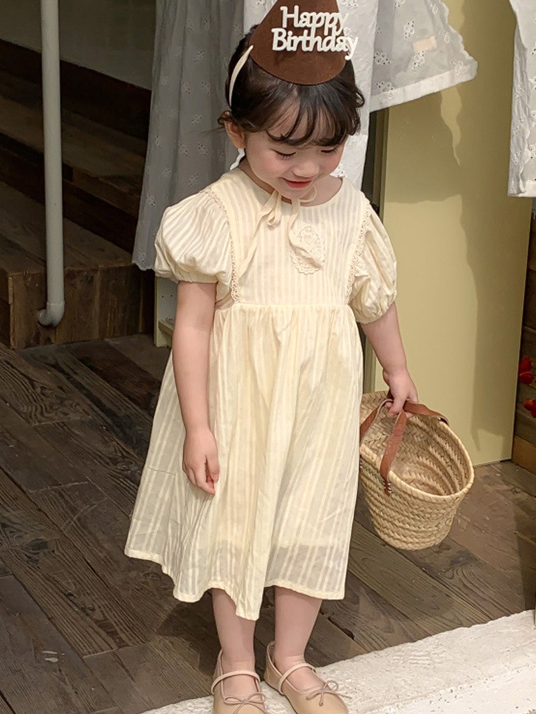 

LULU & SKY Girls Fit and Flare Midi Dress, Beige