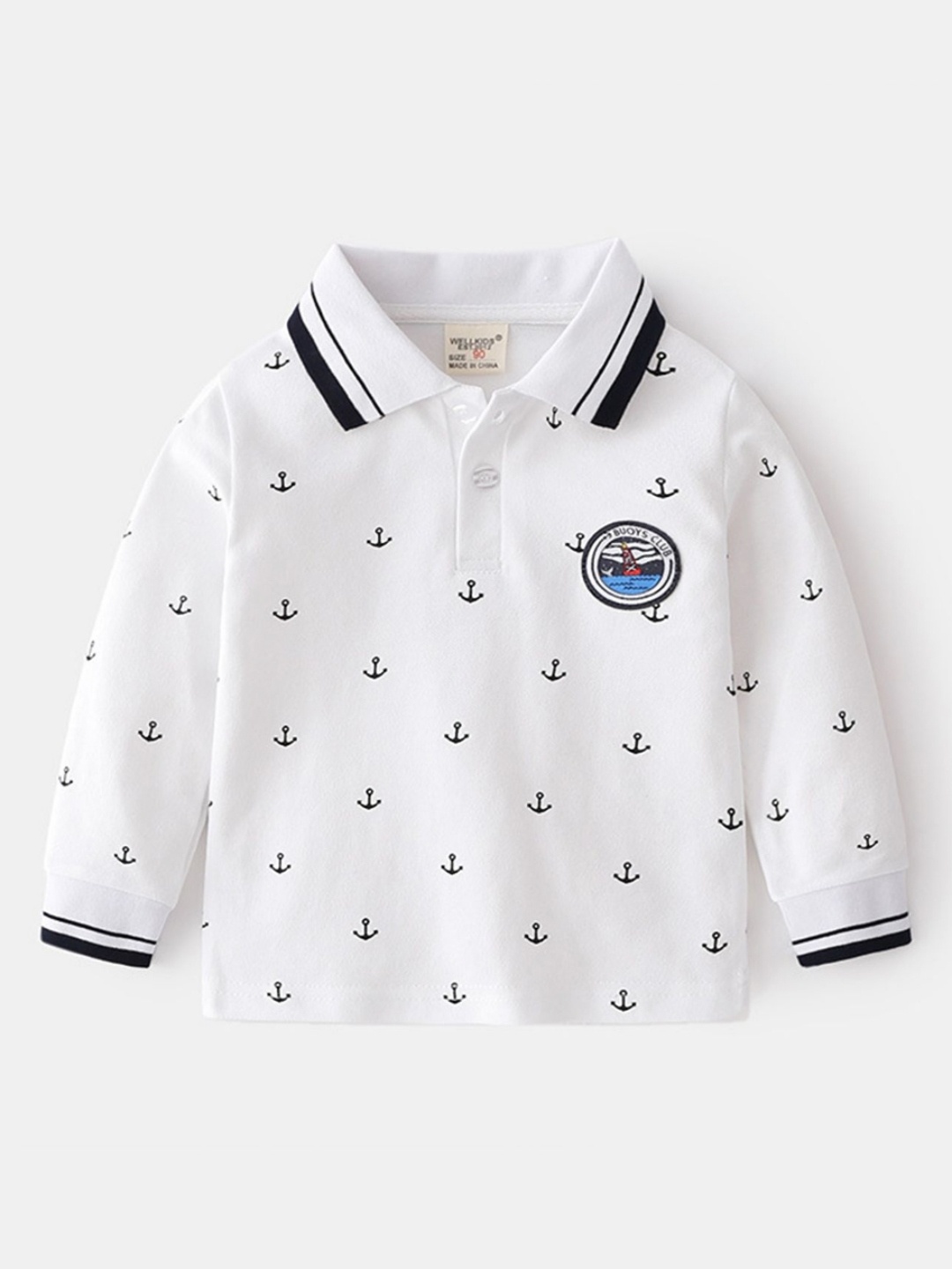 

LULU & SKY Boys Printed Polo Collar T-shirt, White