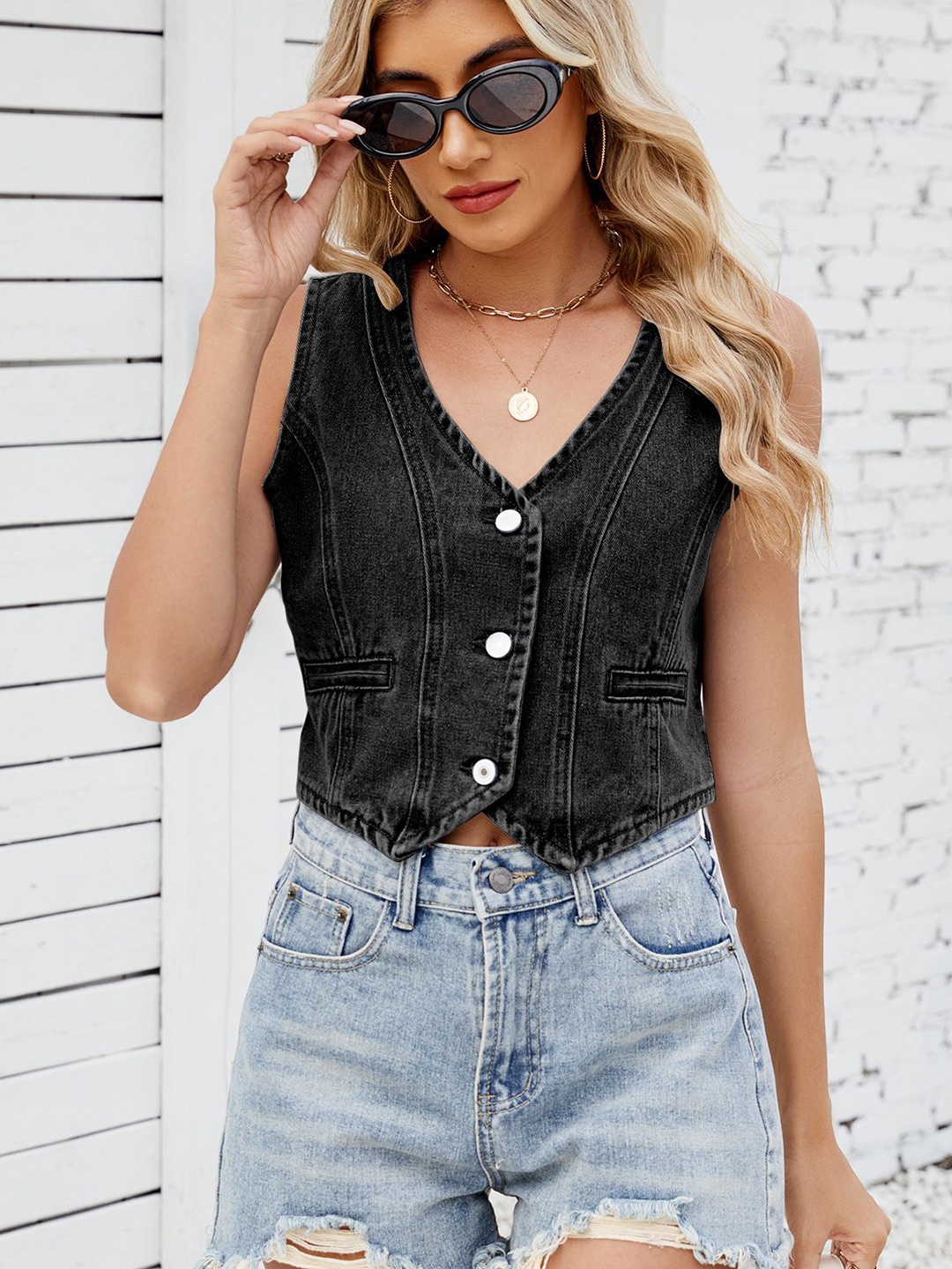 

StyleCast Denim Top, Black