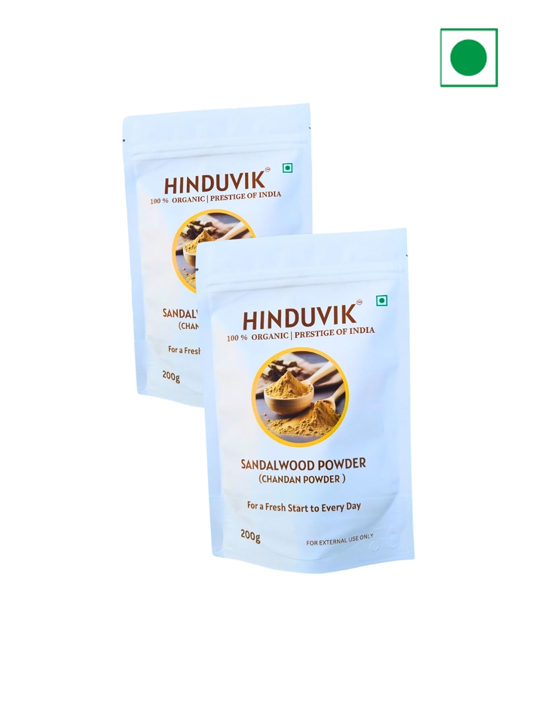 

HINDUVIK Set Of 2 Sandalwood Powder For Skin & Hair - 200 g Each, Yellow