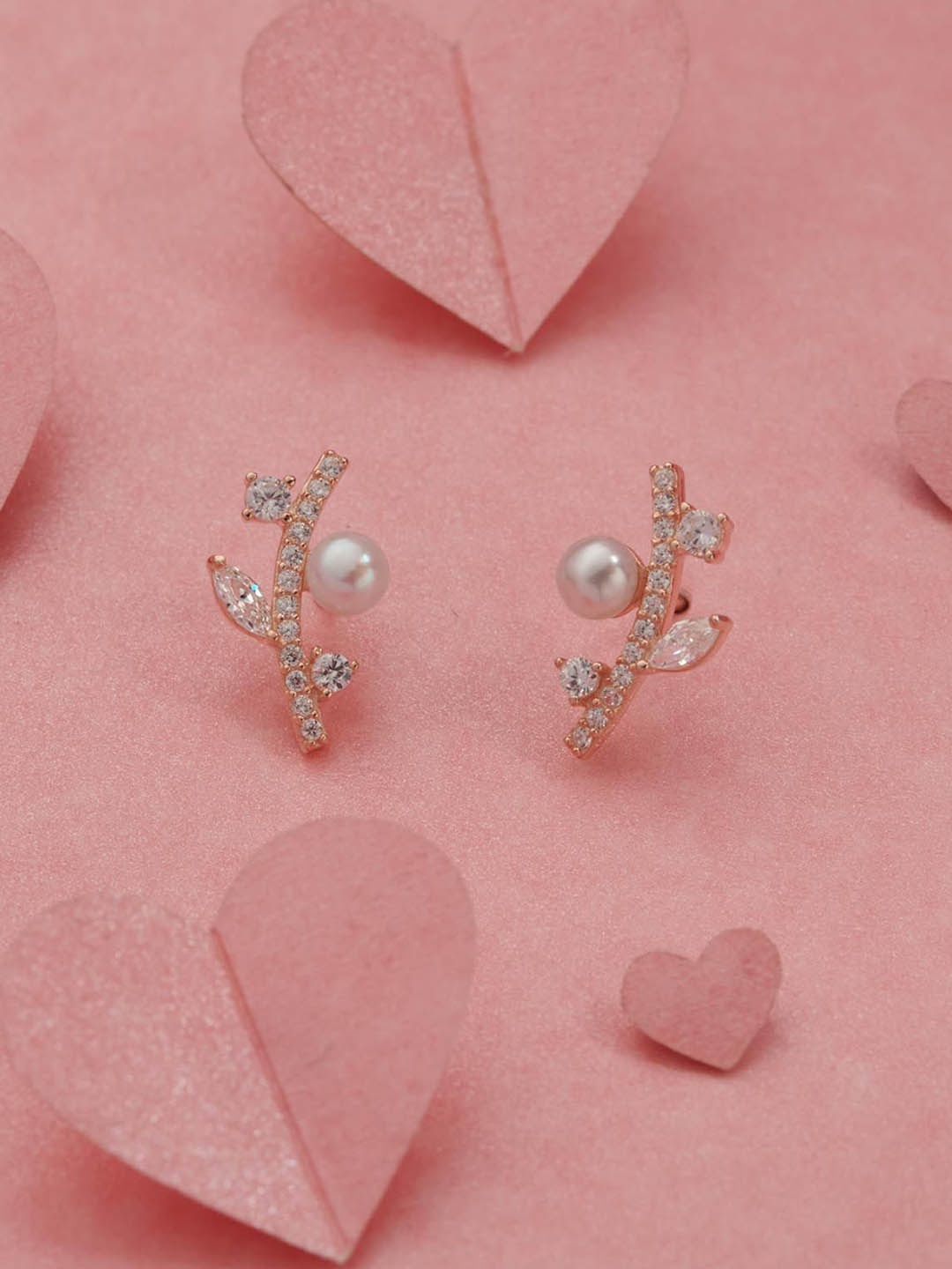 

Gargi by P. N. Gadgil & Sons 925 Sterling Silver Artificial Stones Studded & Beaded Studs, Gold