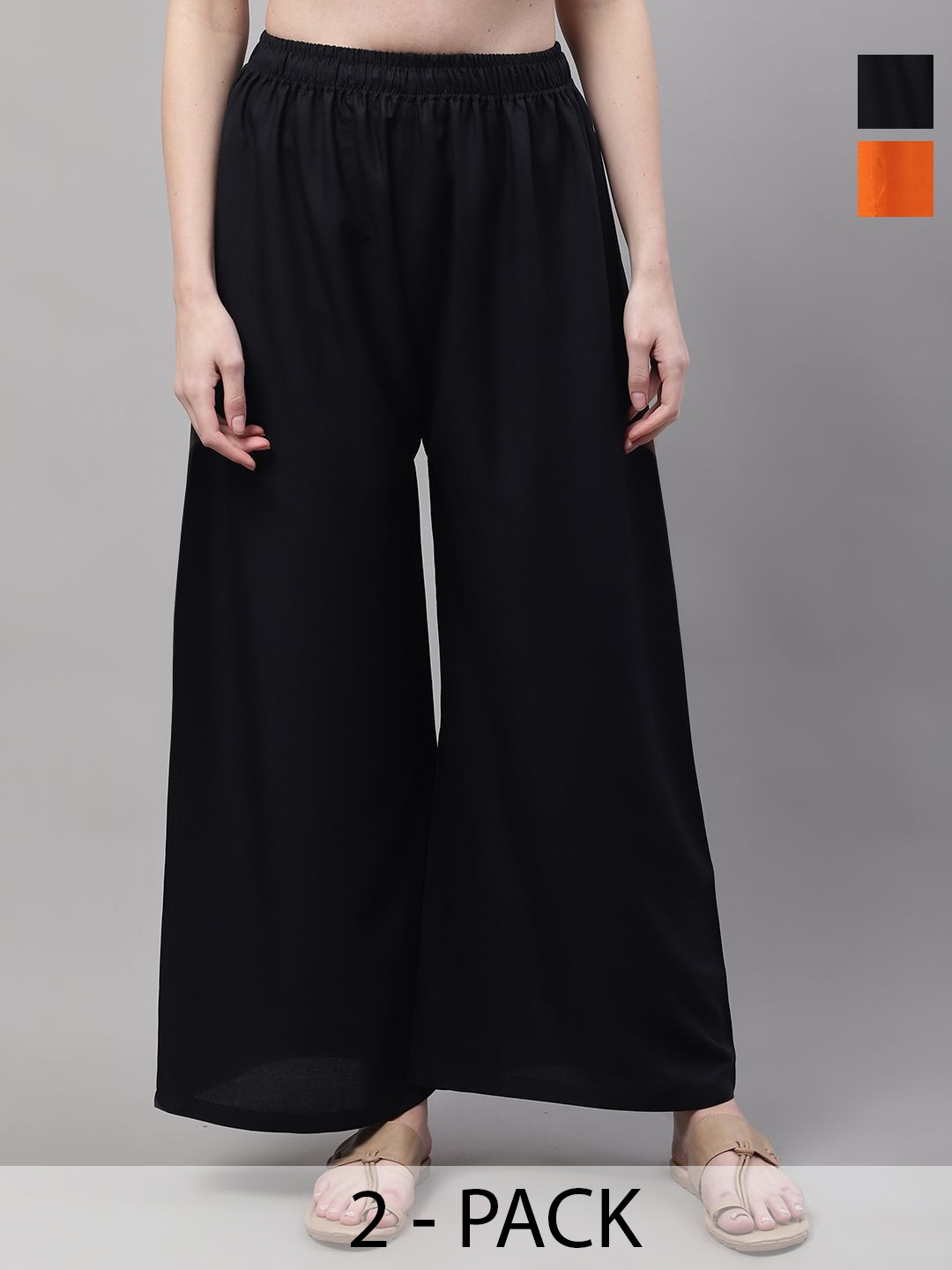 

Valles365 by S.C. Women 2 Flared Palazzos, Black