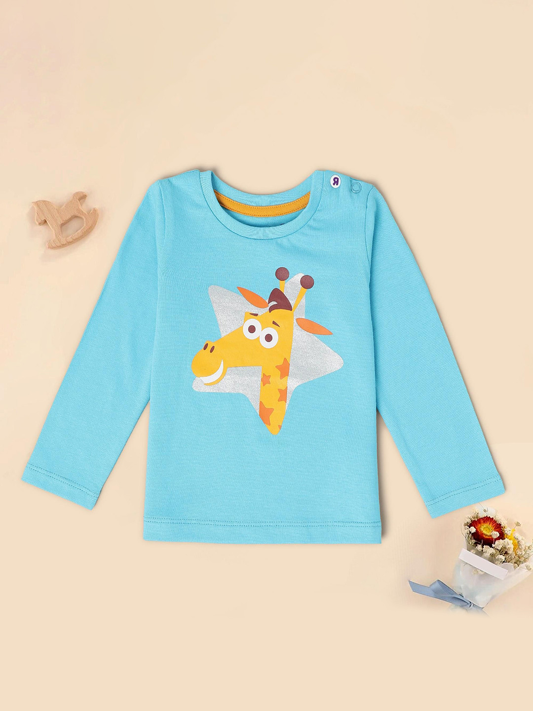 

Babies R Us Girls Graphic Printed Round Neck Cotton T-shirt, Blue
